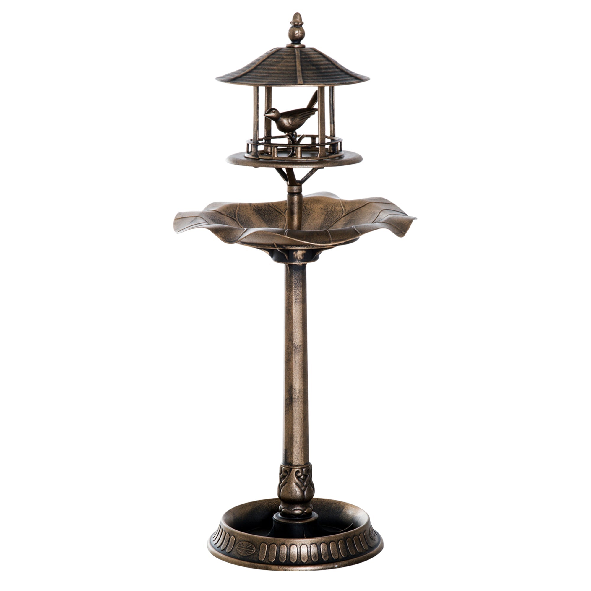 Outsunny 3-in-1 Garden Bird Bath Bowl Pedestal with Bird Feeder and Planter
