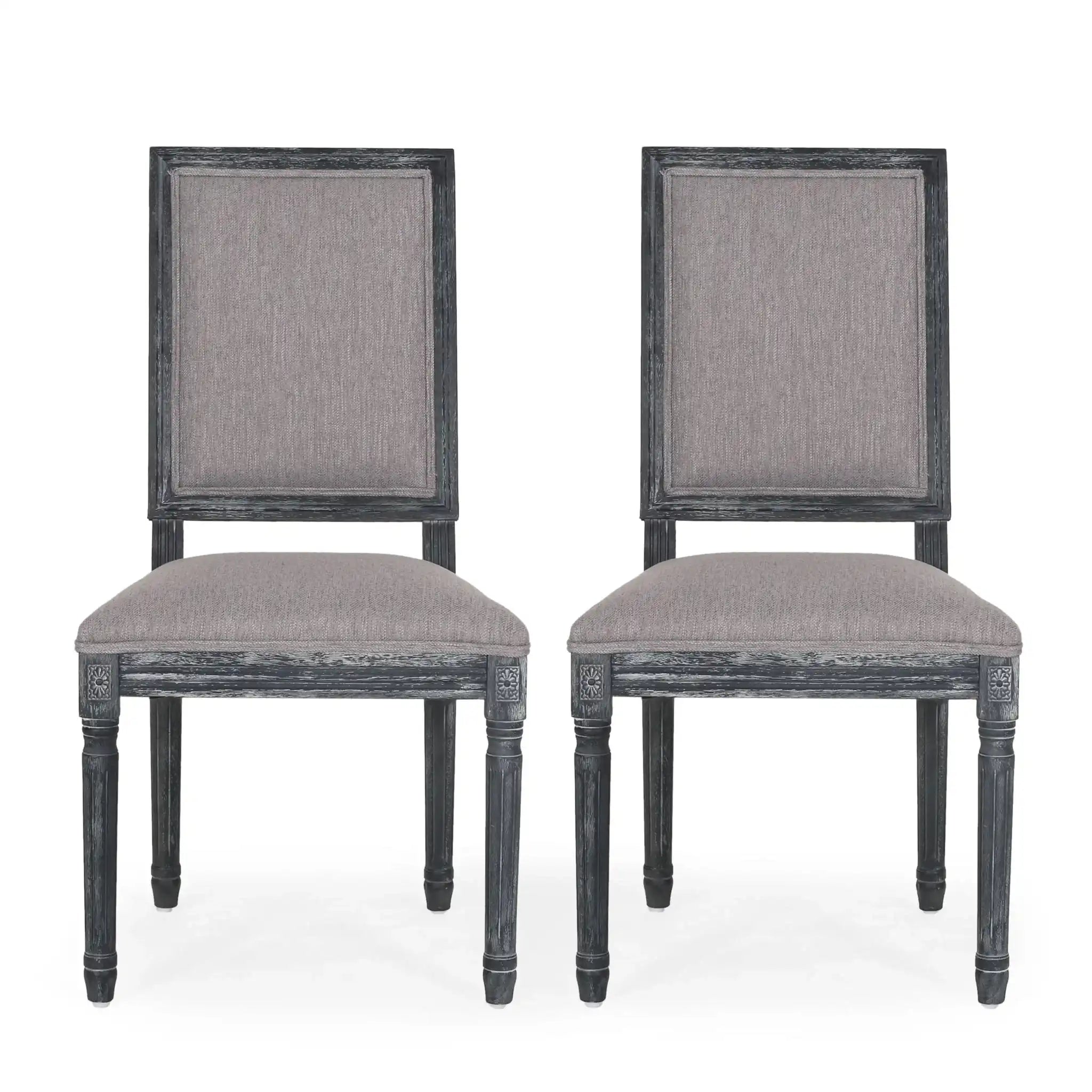 French Country Style Dining Chair with Upholstered Seating and Fluted Legs