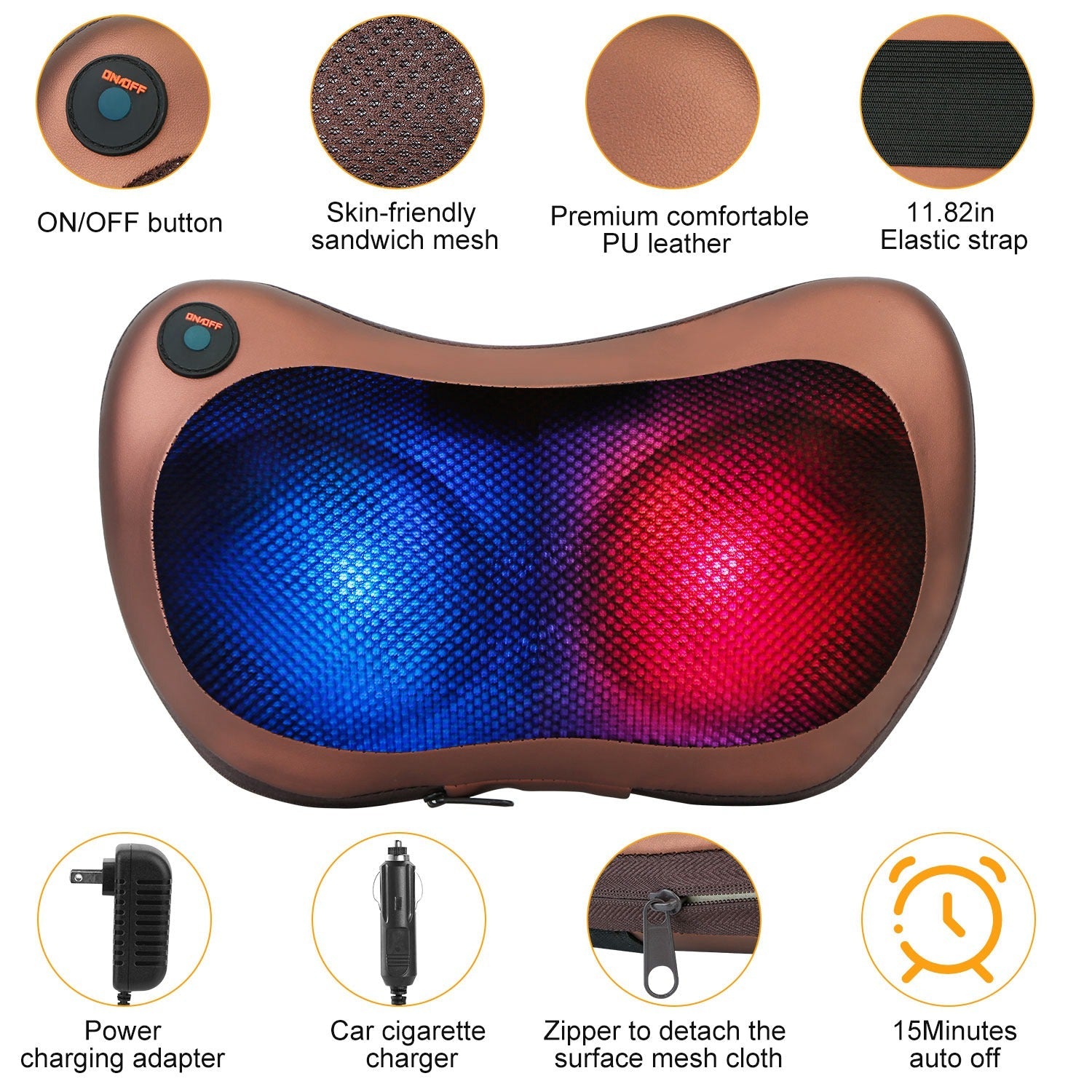 Back Neck Massage Pillow Thermotherapy