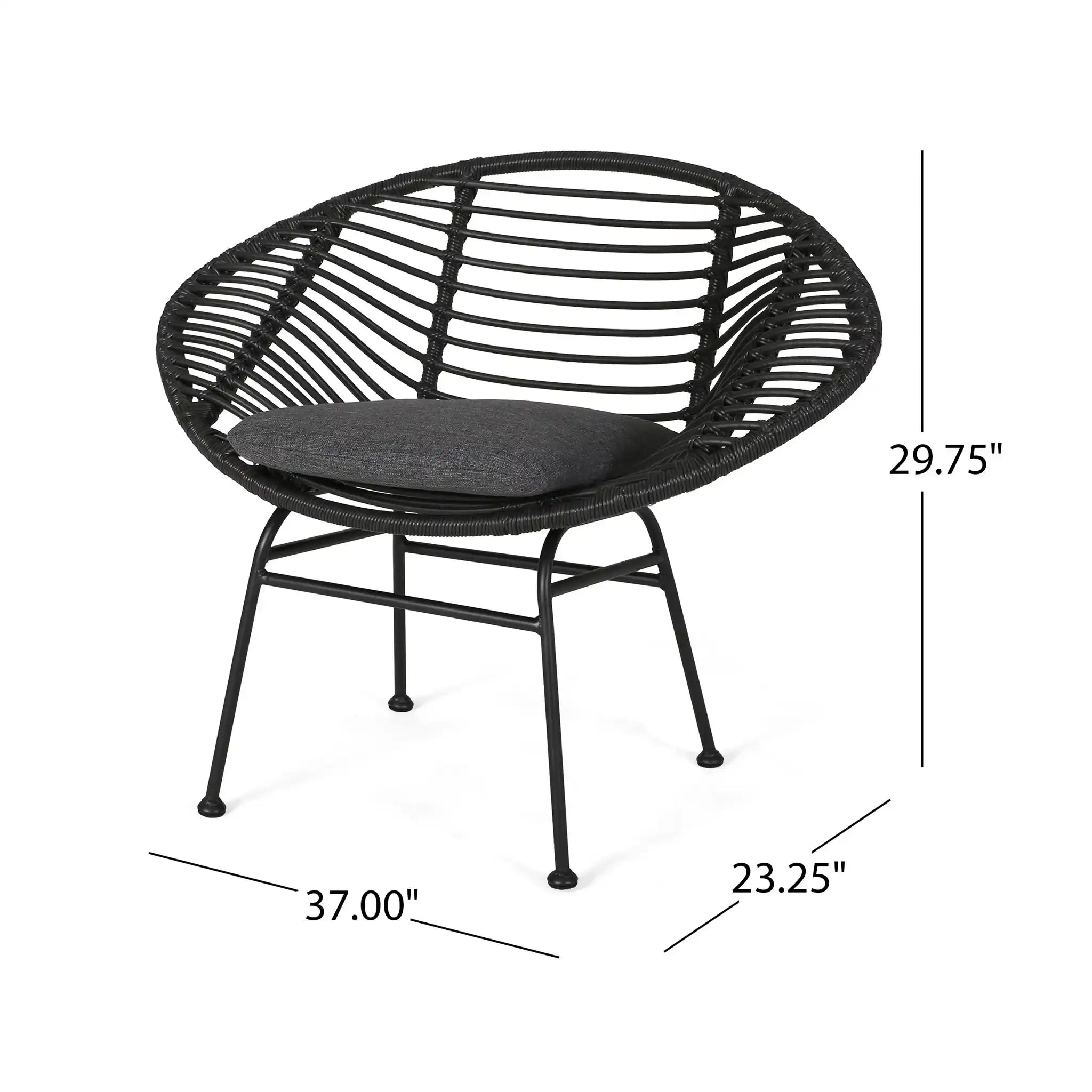 Cordella Outdoor Woven Wicker Chairs with Cushions Set of 2