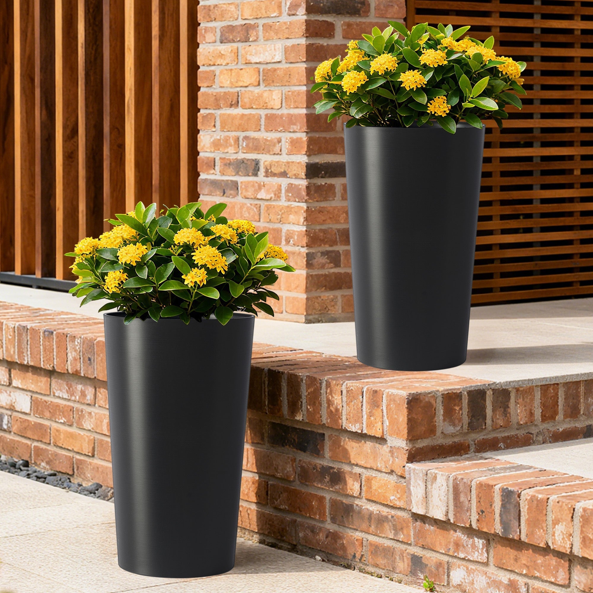 2 Pack Tall 21.7 in Modern Square Planters for Indoor and Outdoor Use