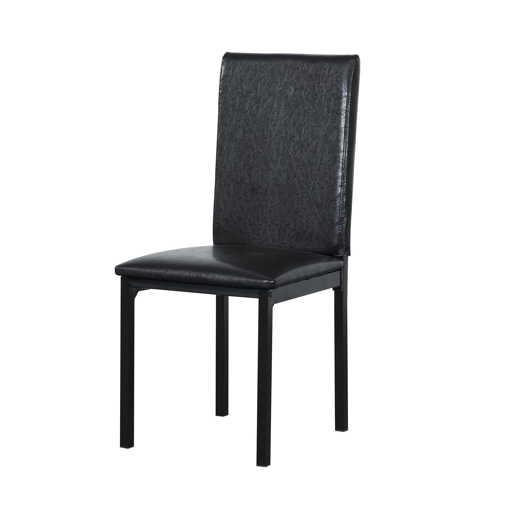 Furniture 5 Piece Metal Dinette Set with Faux Marble Top - Black