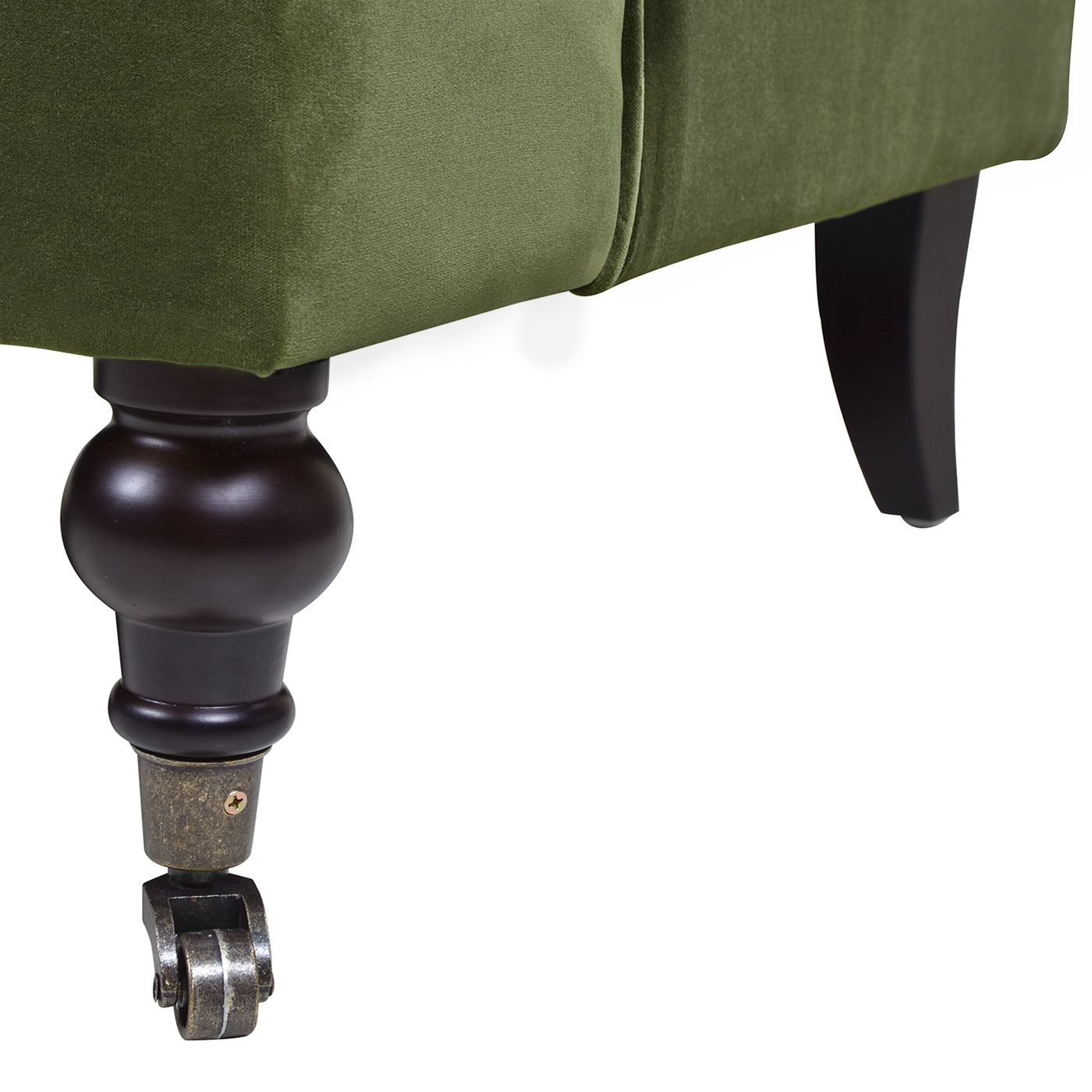 Alana 38" Lawson Accent Arm Chair Metal Casters, Olive Green Performance Velvet