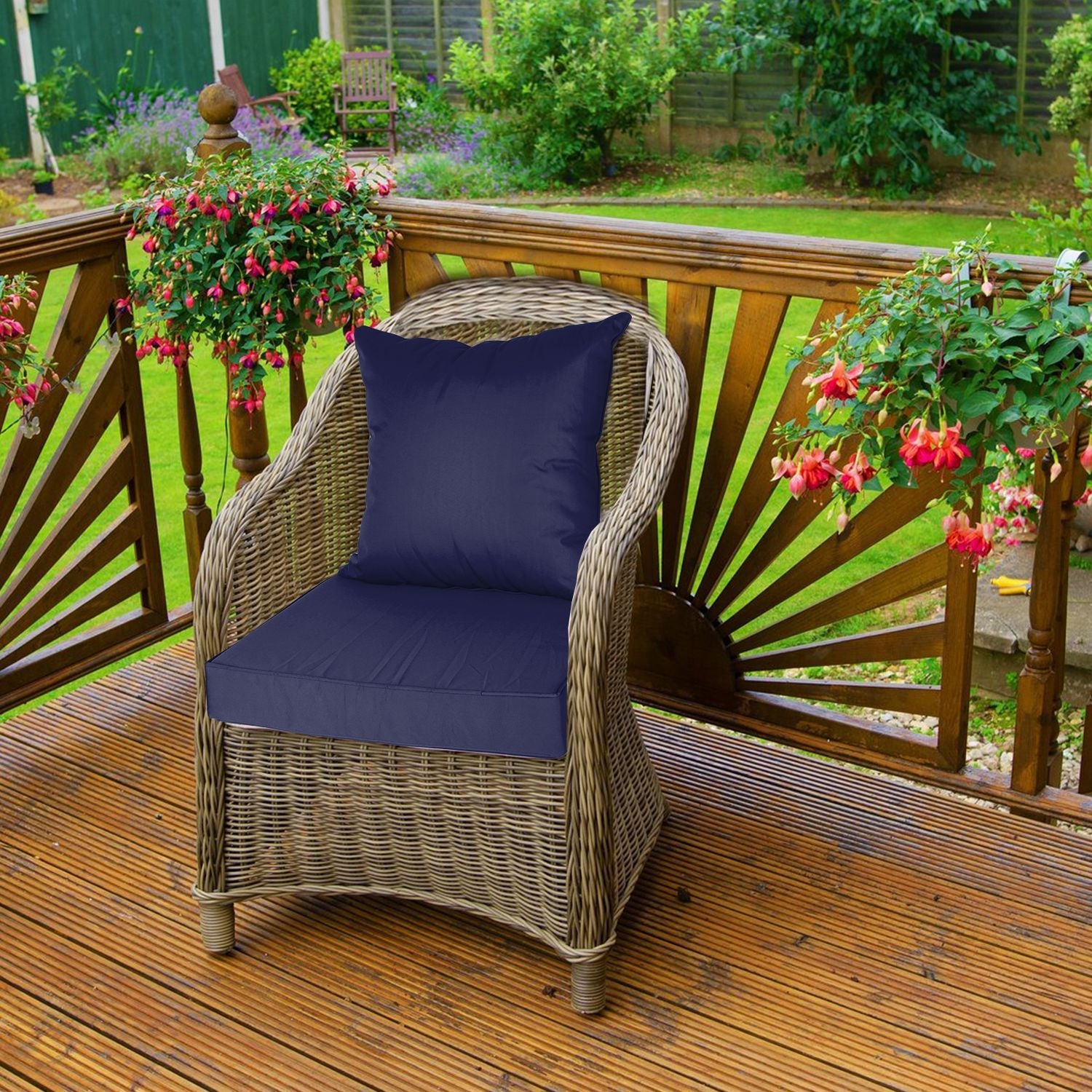 Outdoor Seat Cushion Set Waterproof Patio Furniture Cushion and Back Pillow Fade Resistant Deep Seat Set Chair Pad with Removable Cover for Chair Sofa