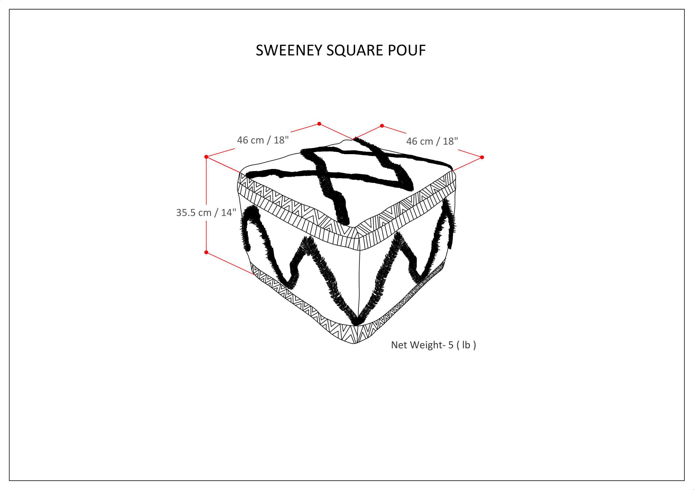 Sweeney Square Pouf Grey/Natural