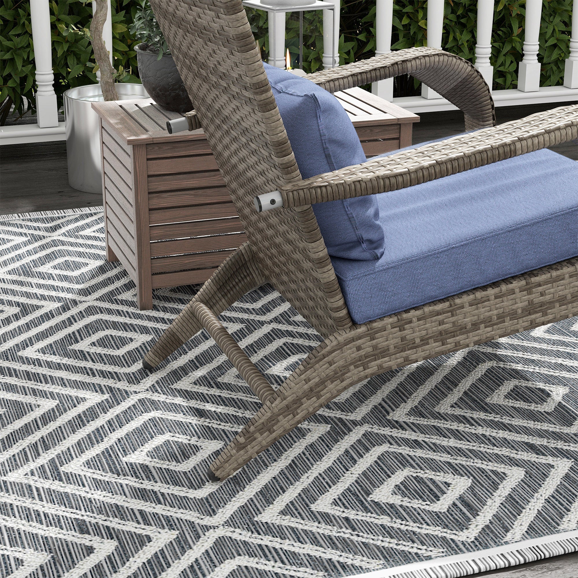 Wicker Adirondack Chair with Ottoman