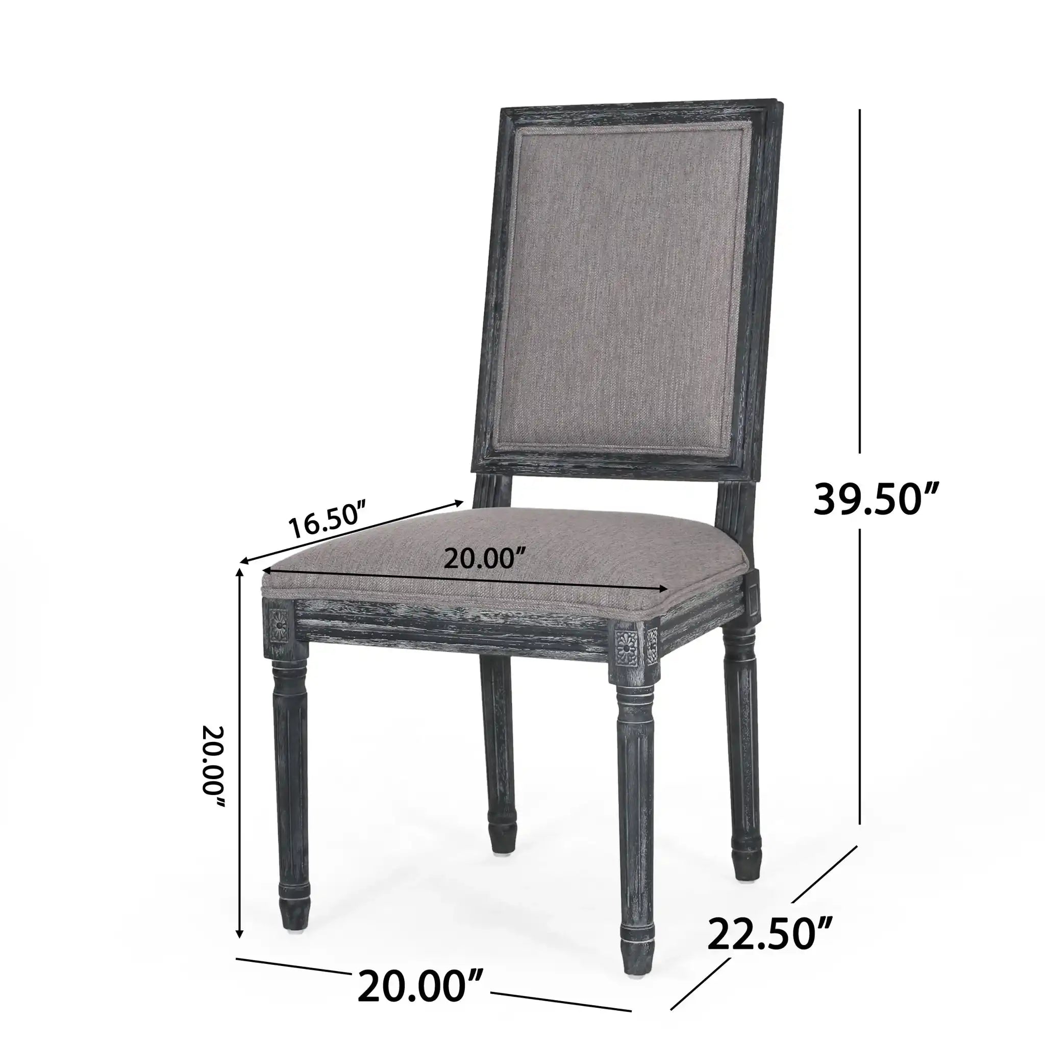 French Country Style Dining Chair with Upholstered Seating and Fluted Legs