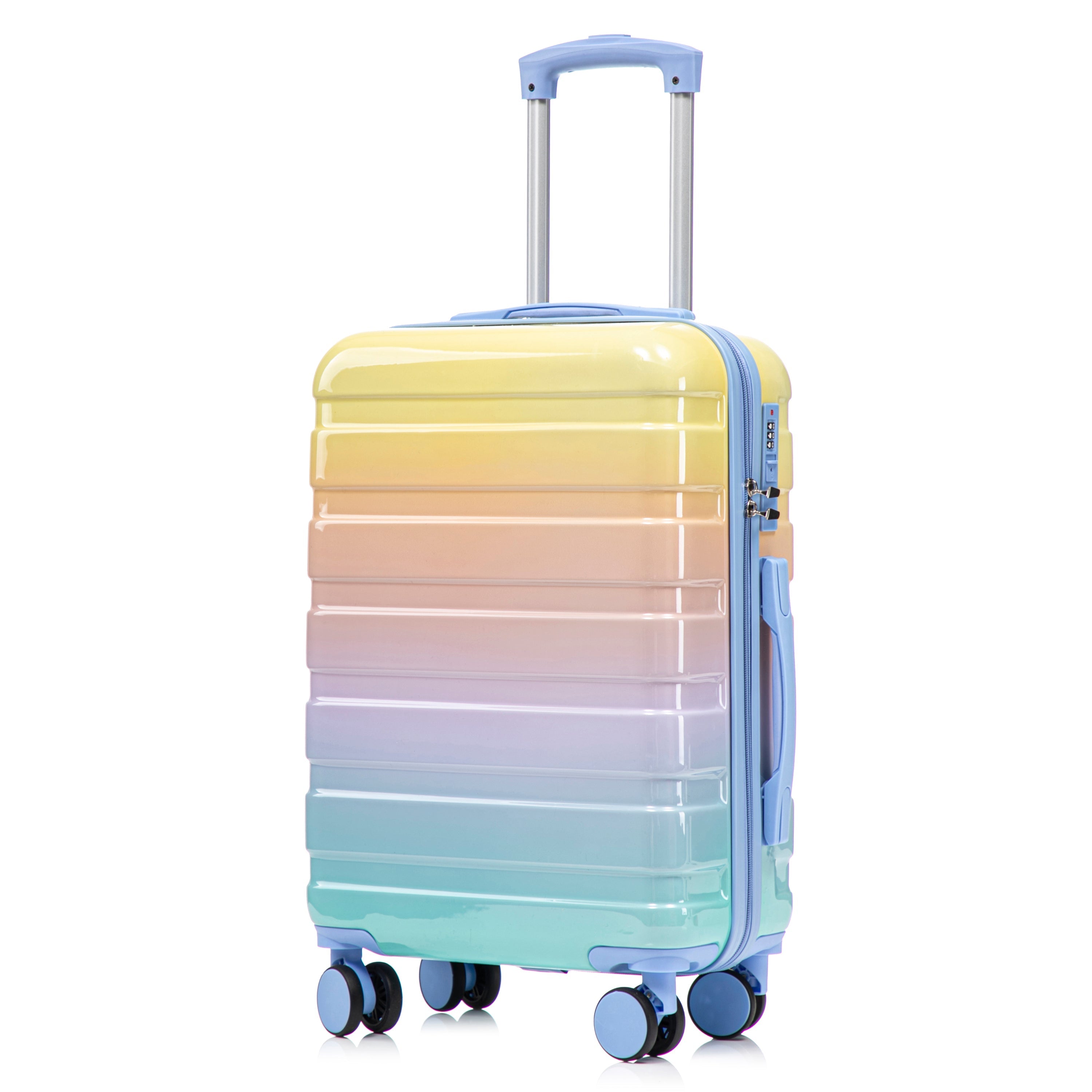 14'/20' 2-Piece PC Spinner Wheel Luggage Set in Gradient Blue Yellow