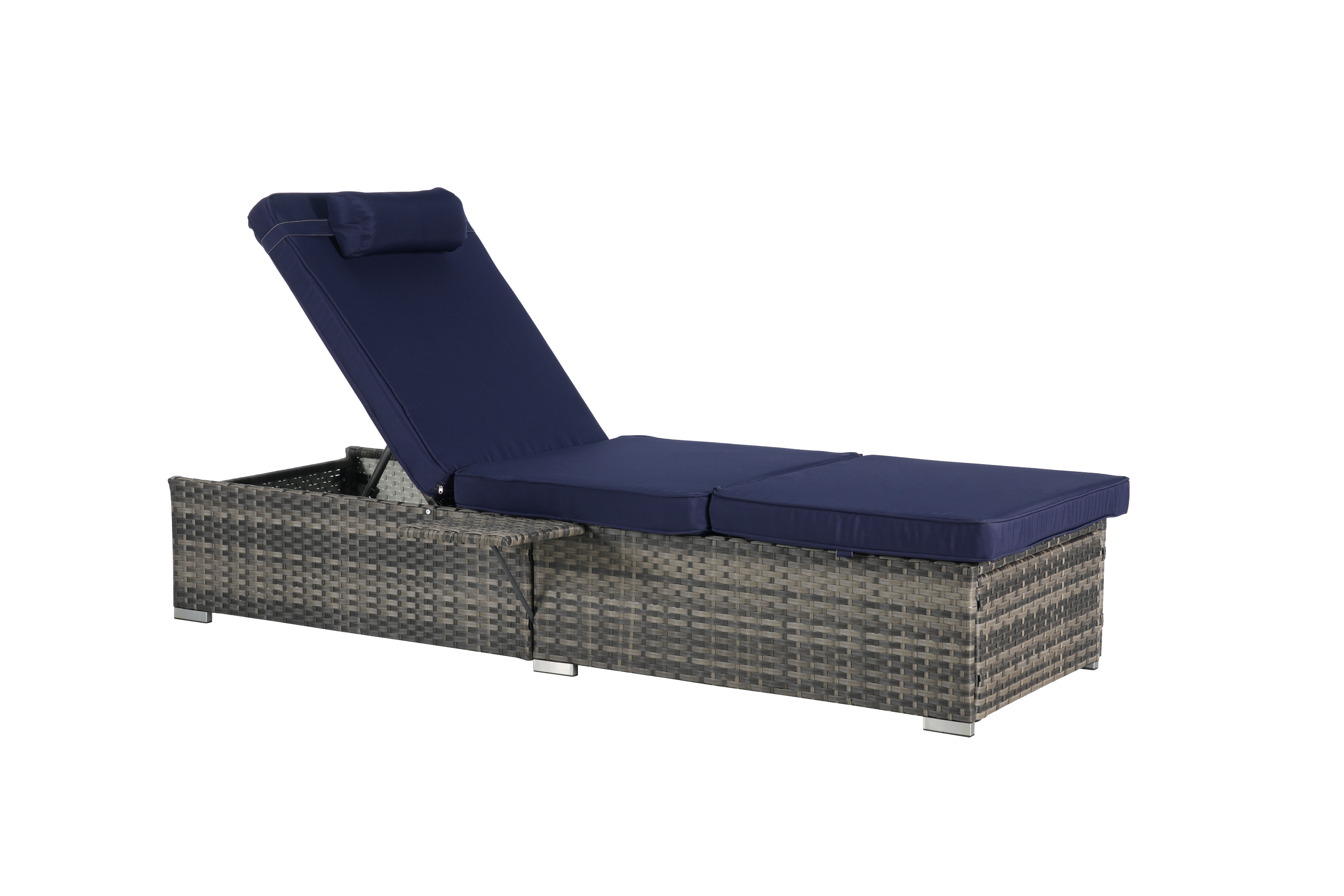 Outdoor Chaise Lounge Chair Set of 2 with Storage