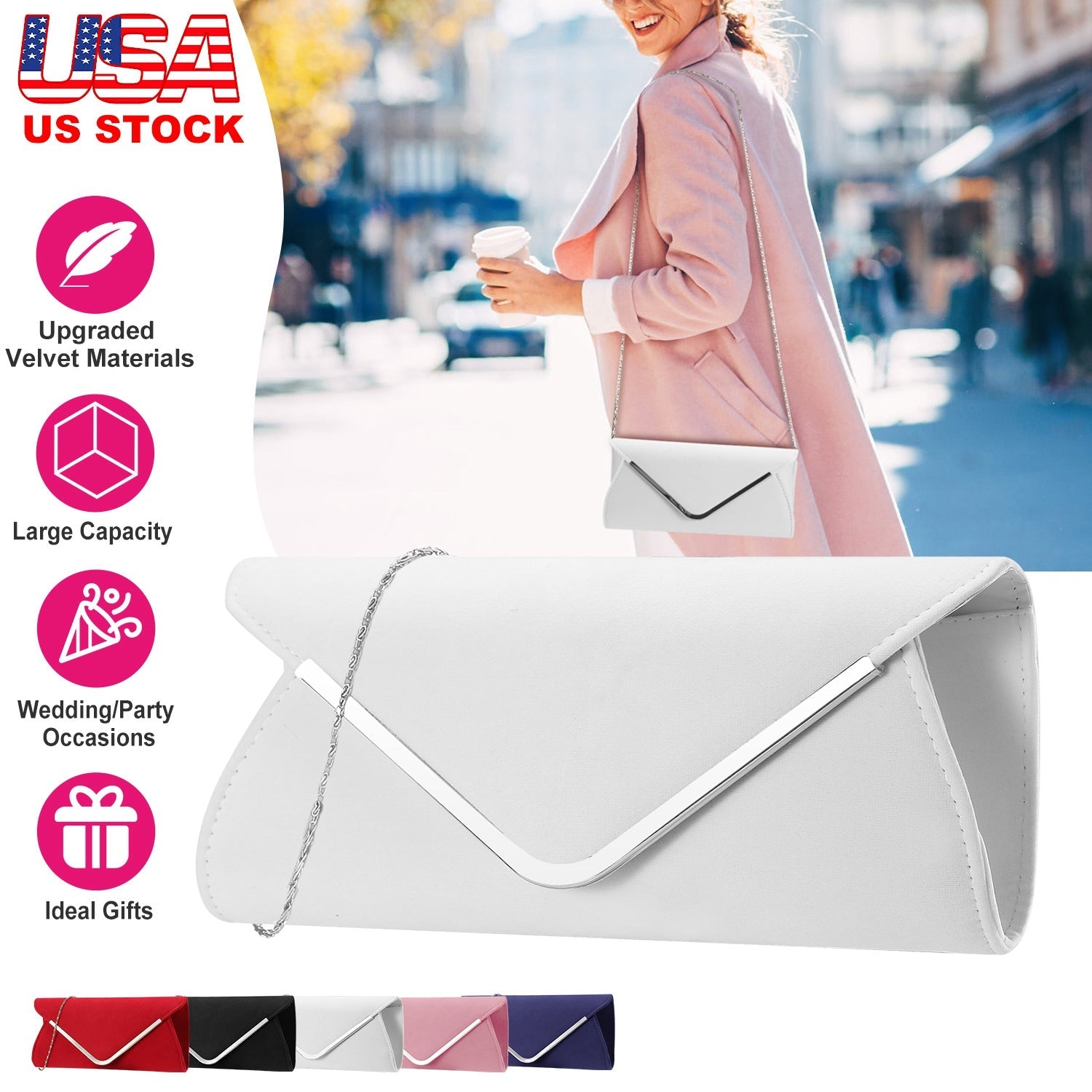 Women Clutch Wallet Bags For Party Wedding Soft Handbag Portable Thin Envelop Evening Purse for Bridal Dating