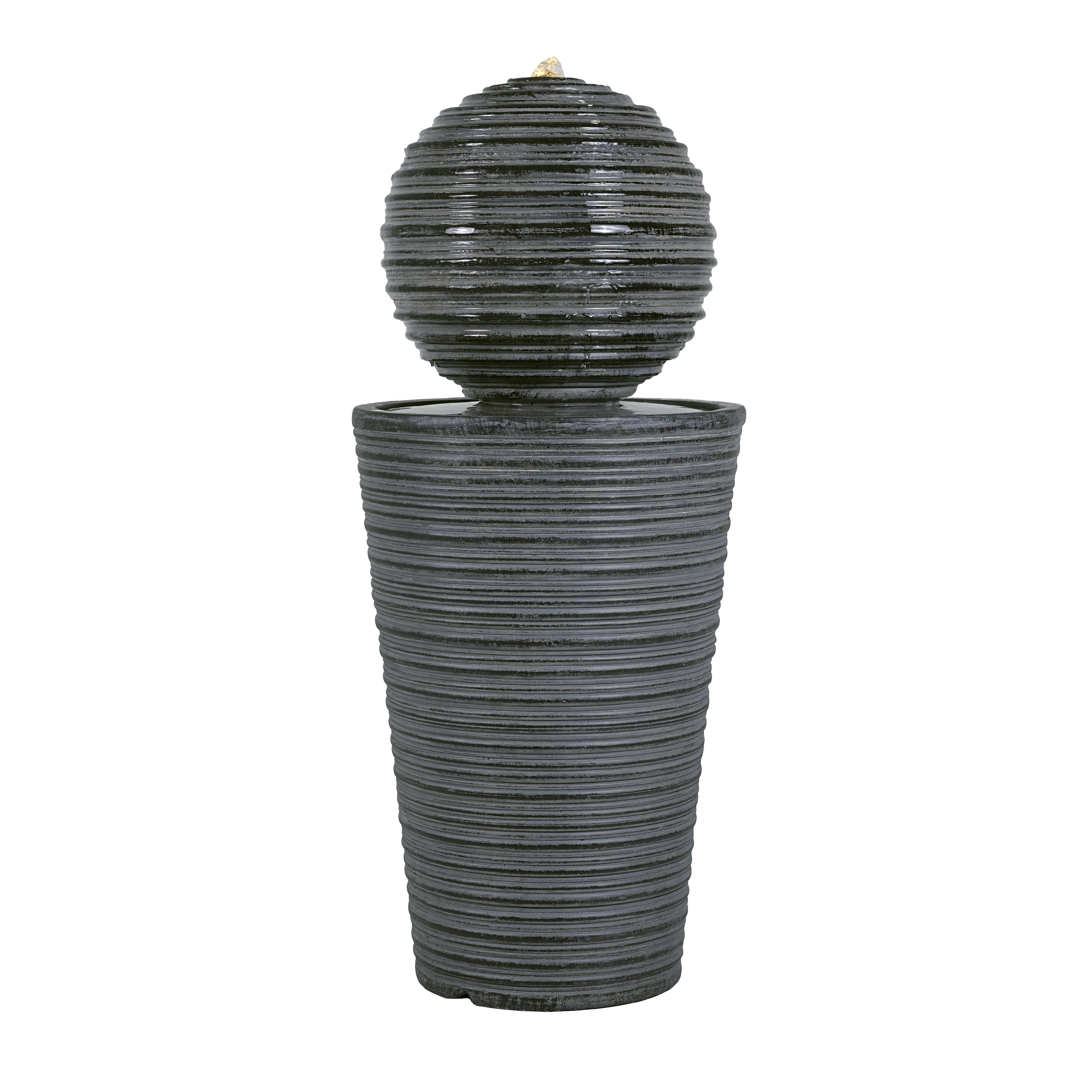 31.5' Tall Striped Concrete Column Fountain with LED Light