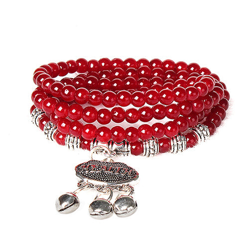 Red Agate Beaded Bracelet