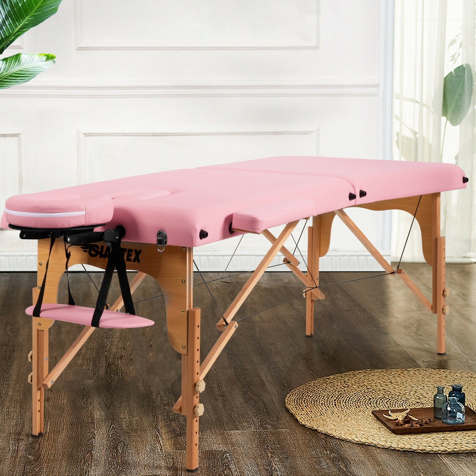 Portable Adjustable Facial Spa Bed with Carry Case-Pink