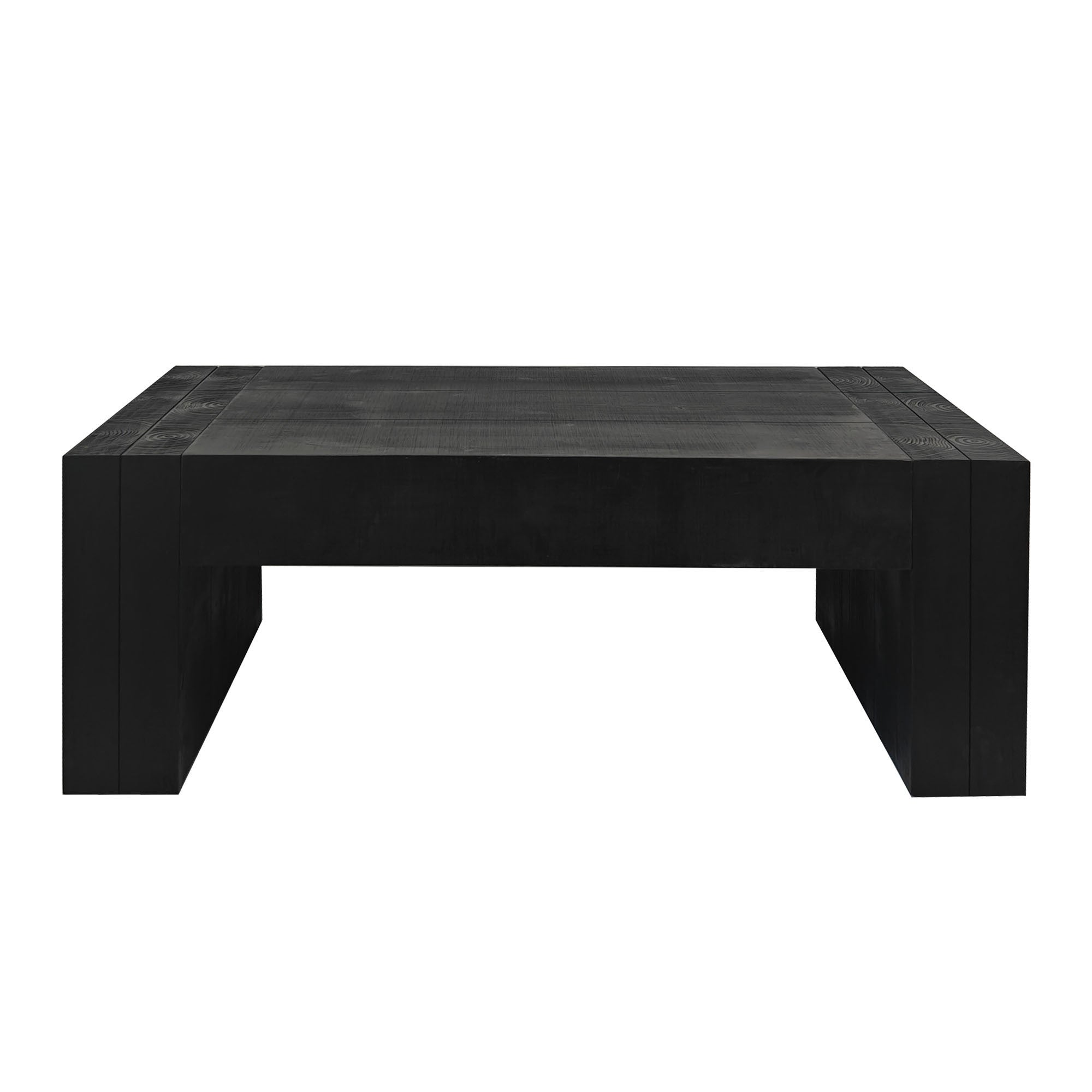 Modern Black Solid Wood Coffee Table, 49in Rectangular