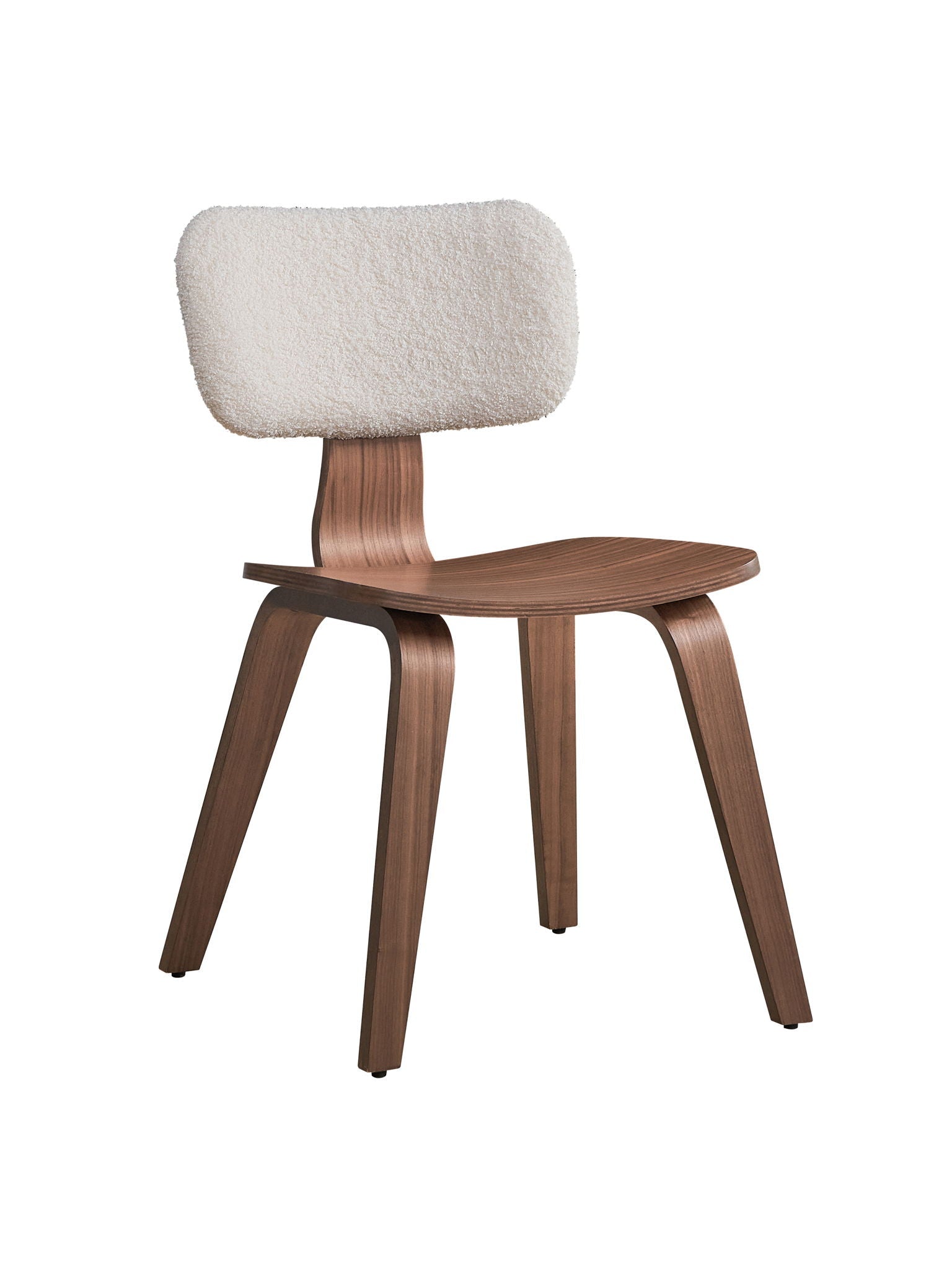 Casson Boucle Walnut Side Chair (Set of 2) - White / Walnut