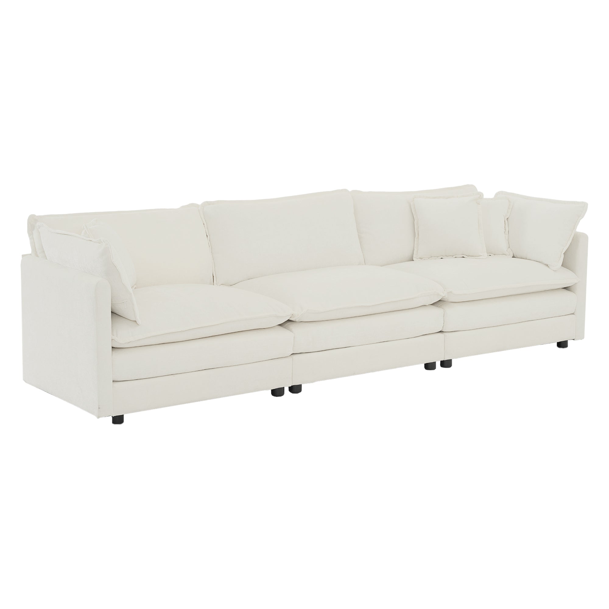 Mid-Century Modern Couch 3-Seater Sofa with Chenille Fabric