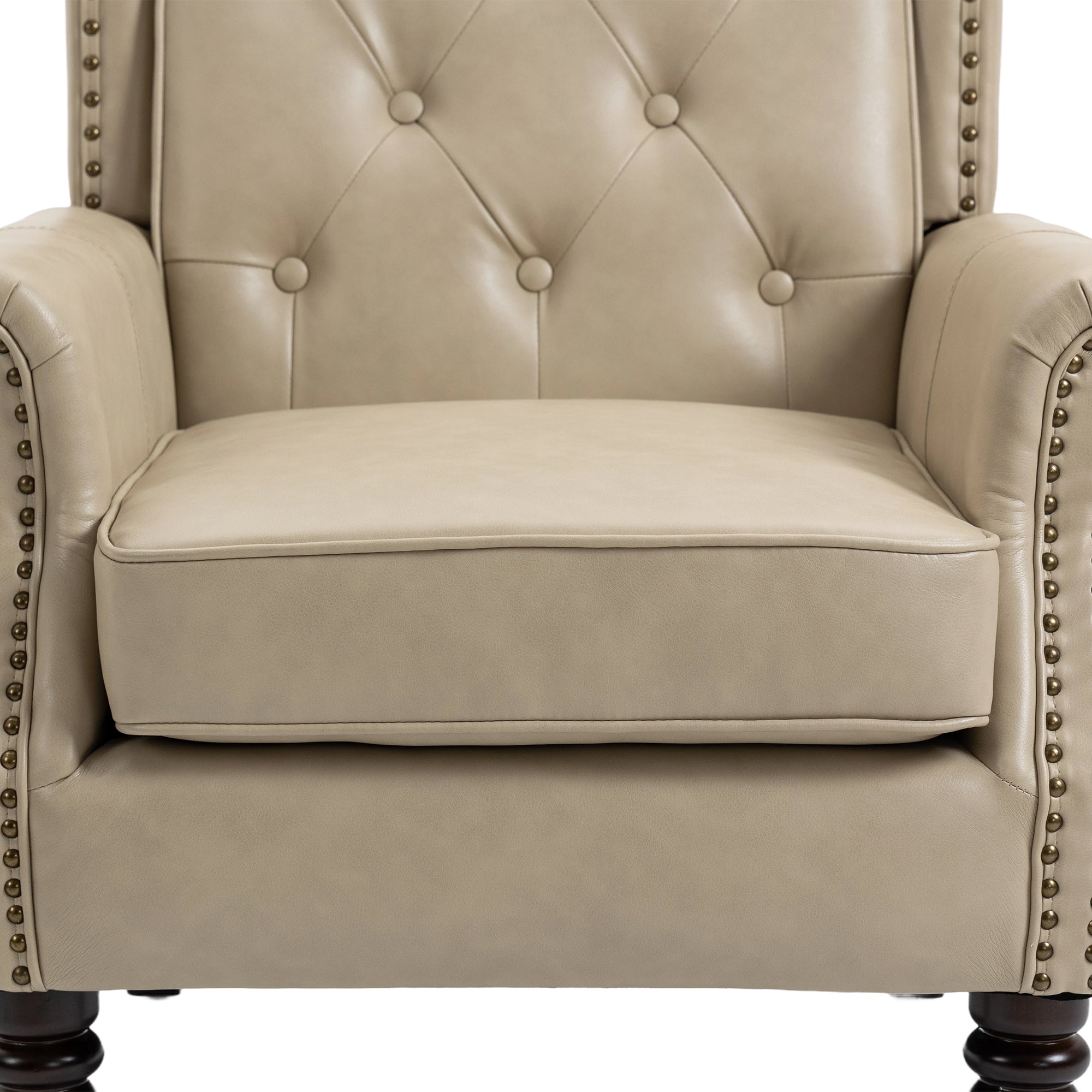 Modern Accent Chair Lounge Chair with Sturdy Wood Legs in Camel PU Leather