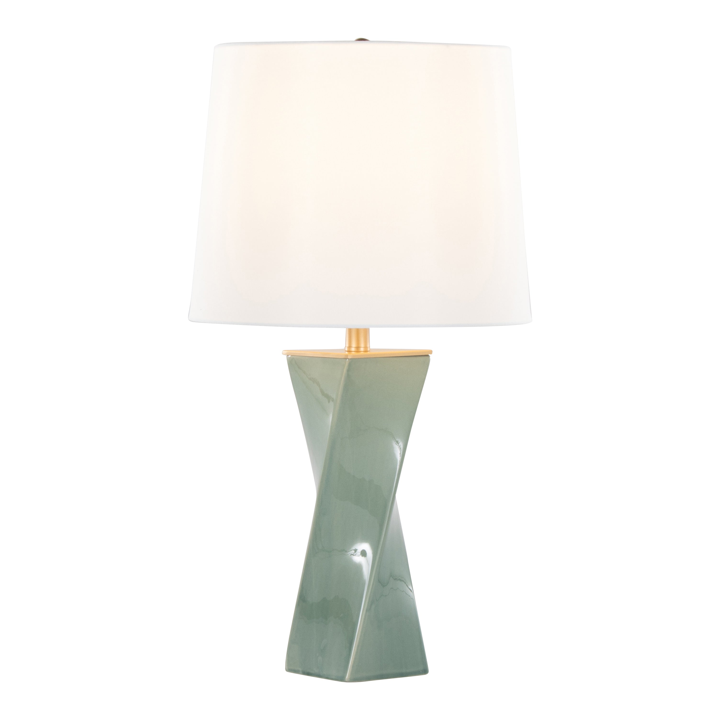 Curvo Square Contemporary 27" Ceramic Table Lamp in Sage Green