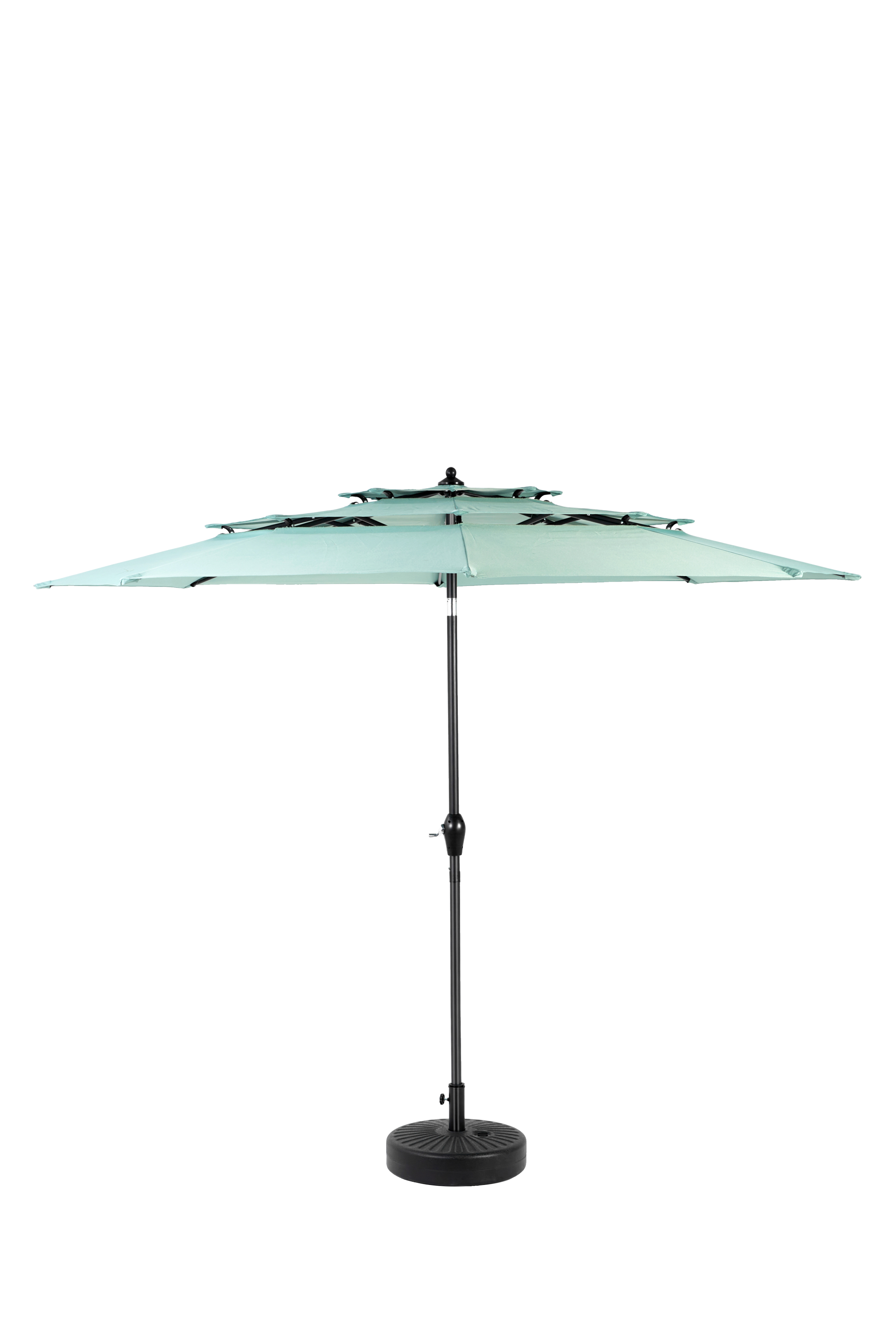 Aluminium 10ft 3 Tier Auto-Tilt Outdoor Patio Umbrella - Light Green