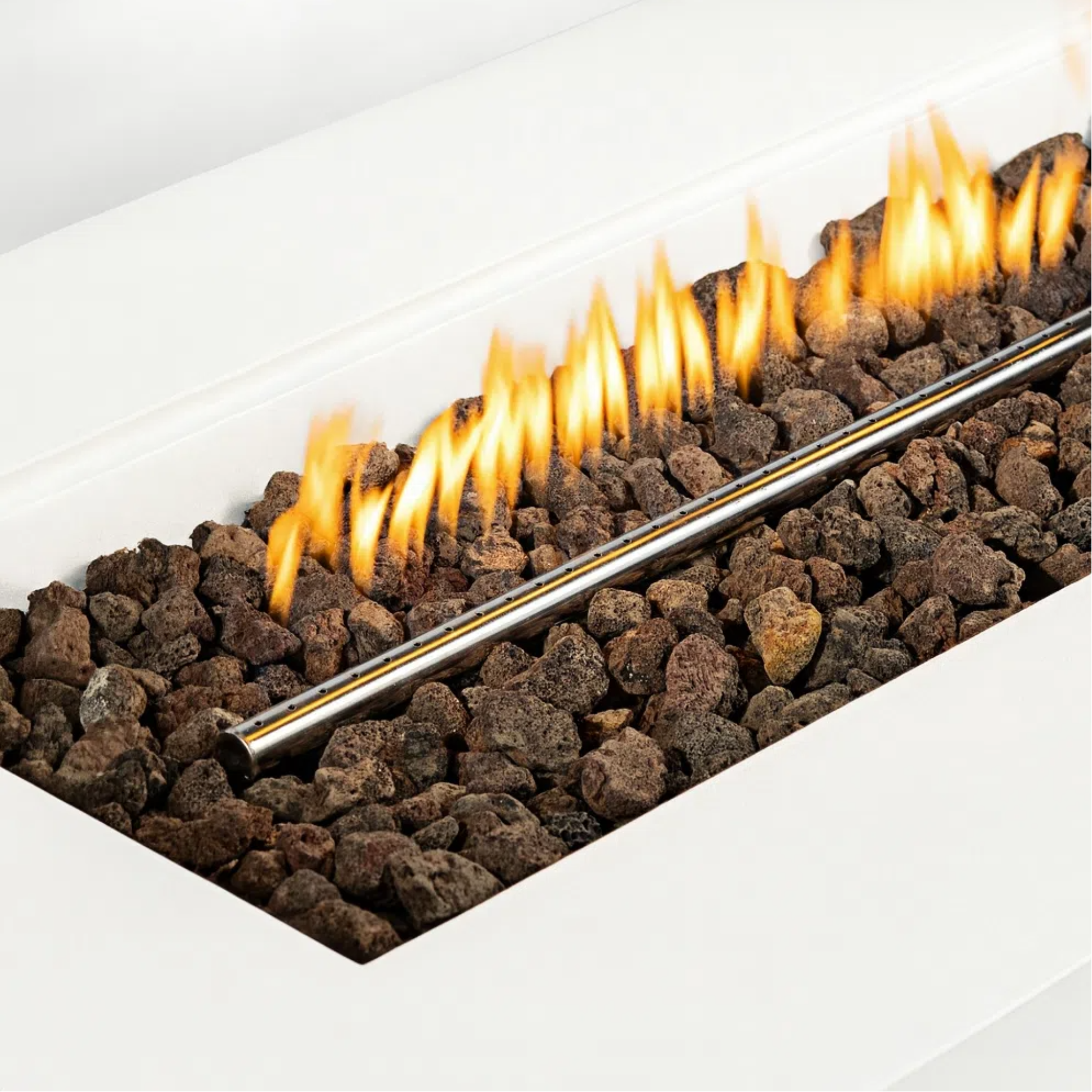 Outdoor Rectangle Propane Fire Pit Table 60inch, White