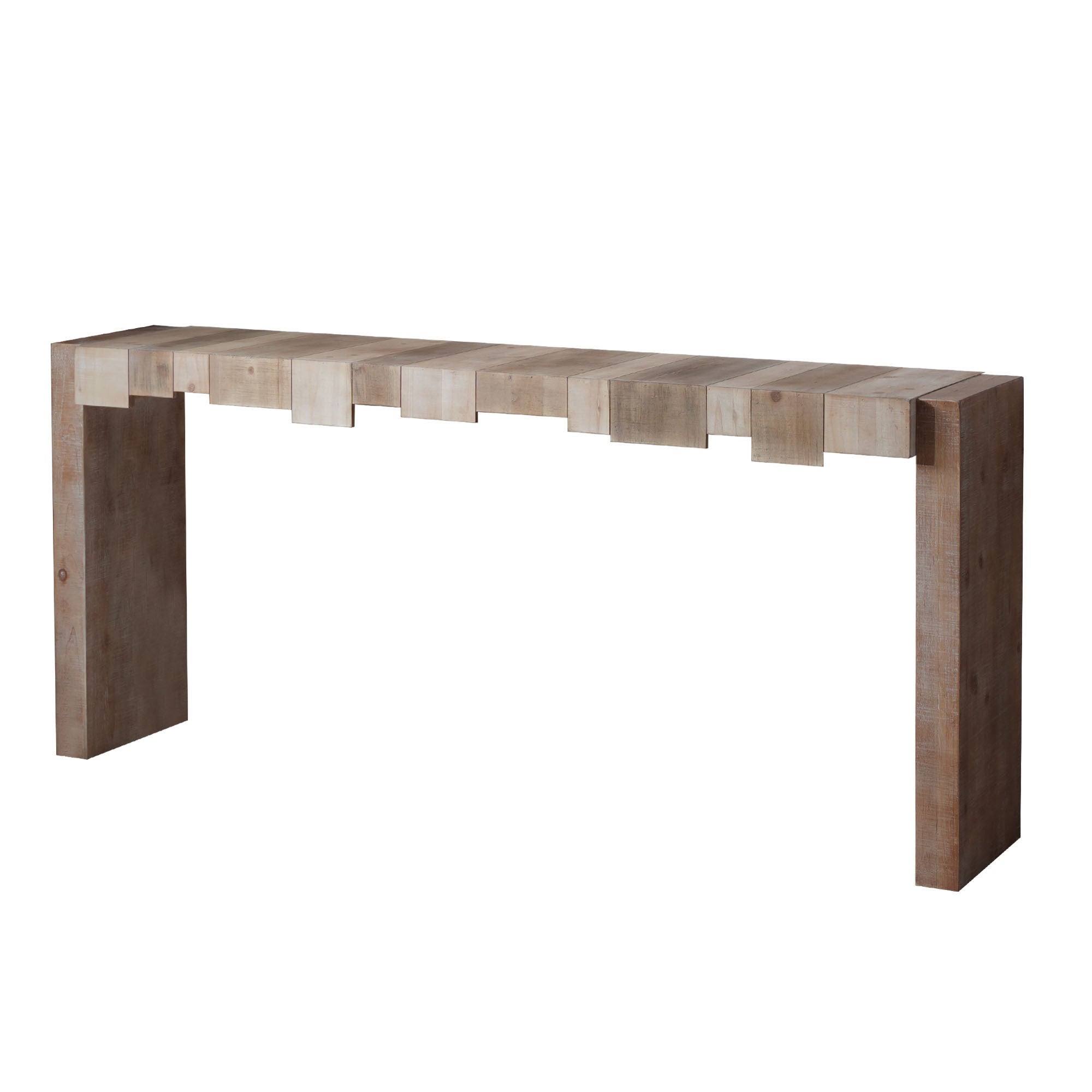 Modern Rustic Console Table - 71" Entryway Table with Sculpted Block Design