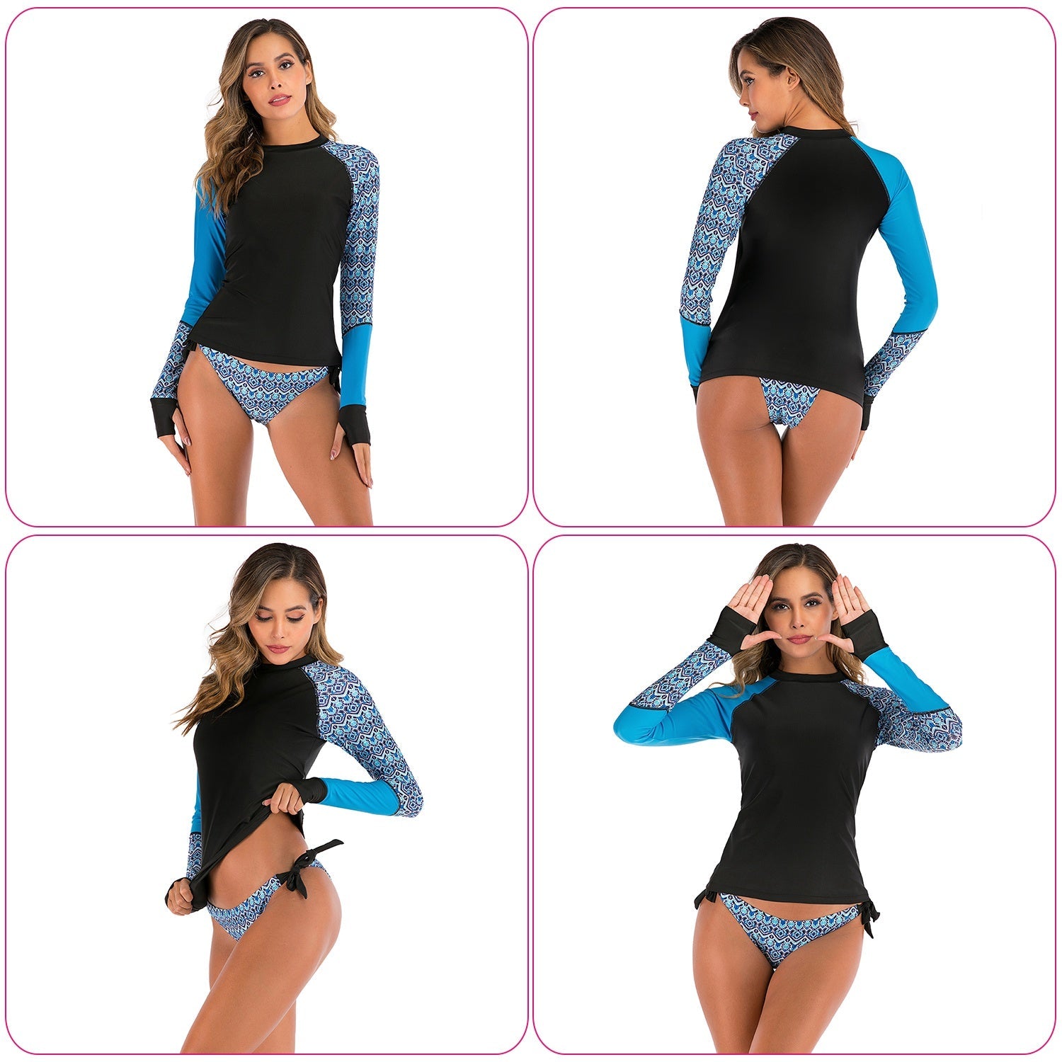 Women 2 Piece Long Sleeve Swimsuit