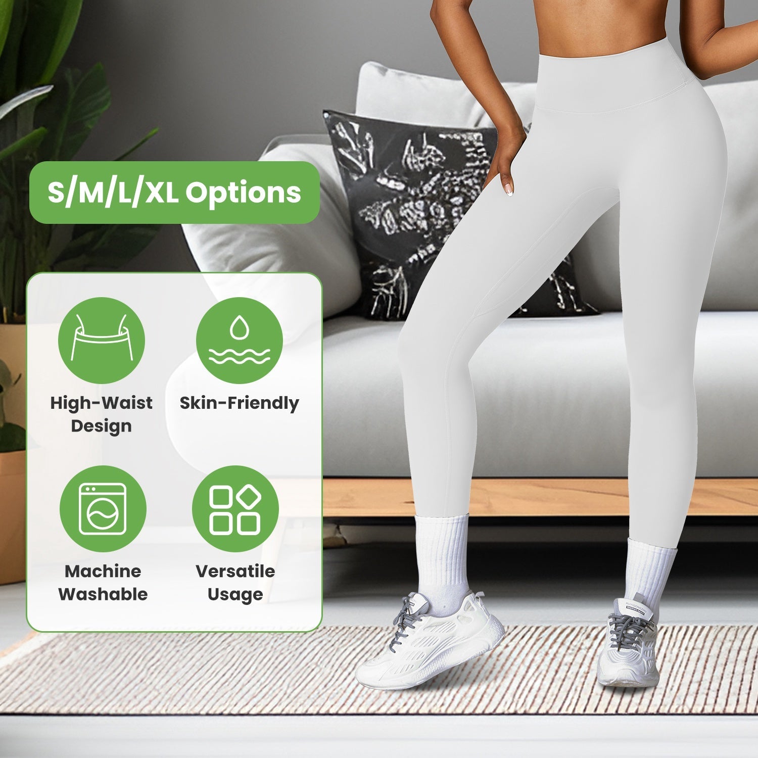 Women\'s High Waist Workout Leggings Tummy Control Compression Yoga Tight Pants Gym Pants Athletic Running Leggings with 25In Inseam No Front Seam