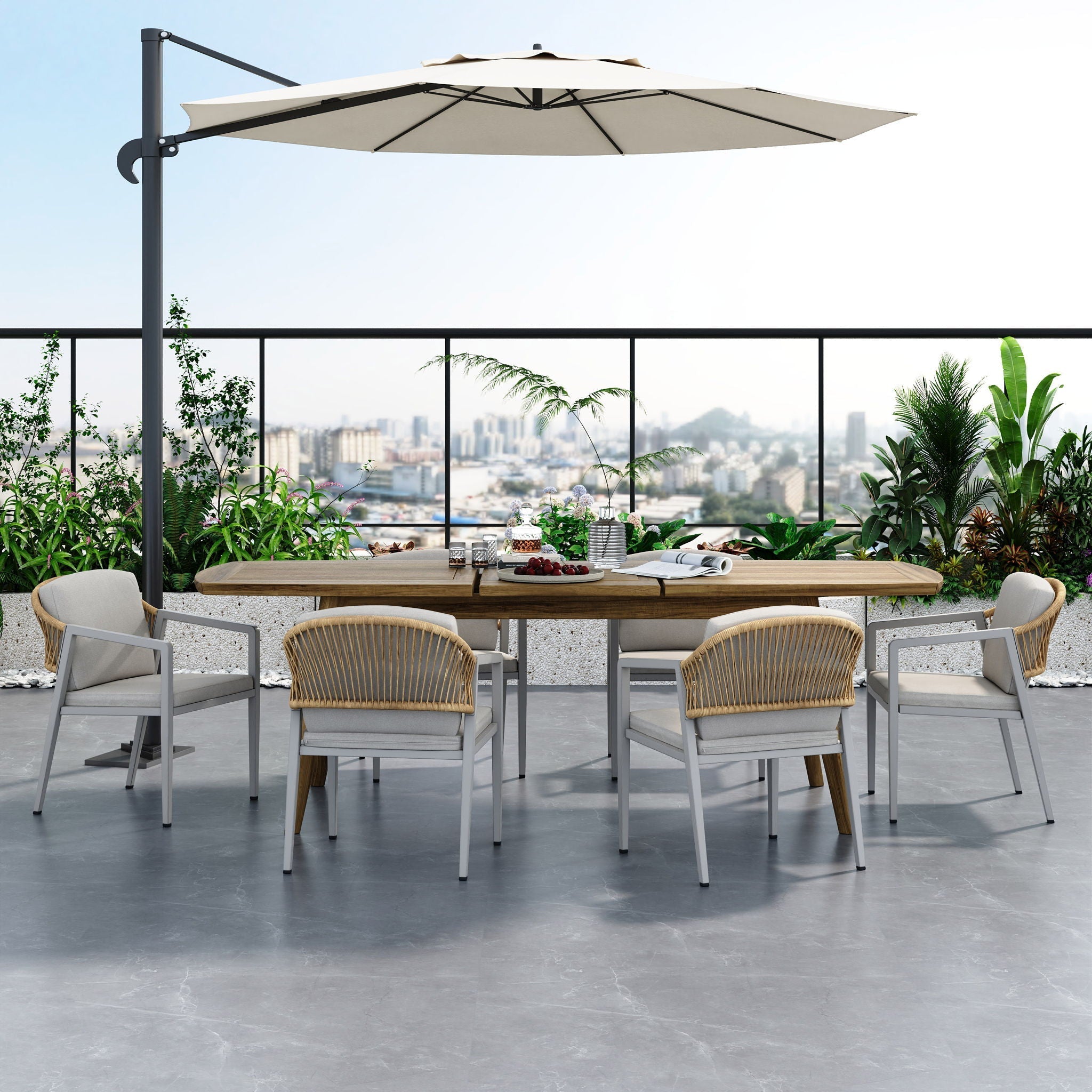 Outdoor Dining Chair (Set of 2) Wicker Rattan Woven Patio Chairs, Waterproof Seating - Gray