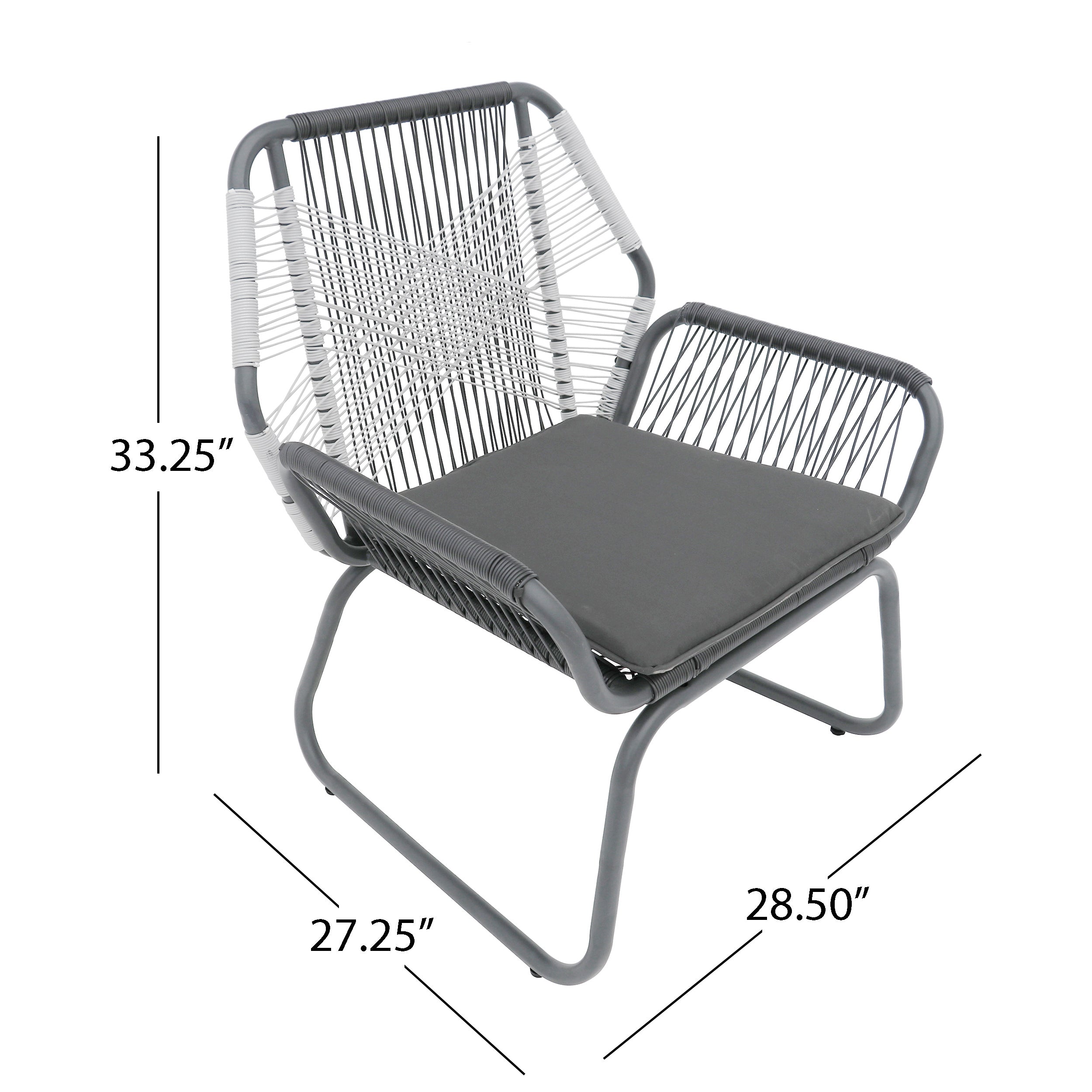Set of 2 Woven Rattan Outdoor Club Chairs with Cushions