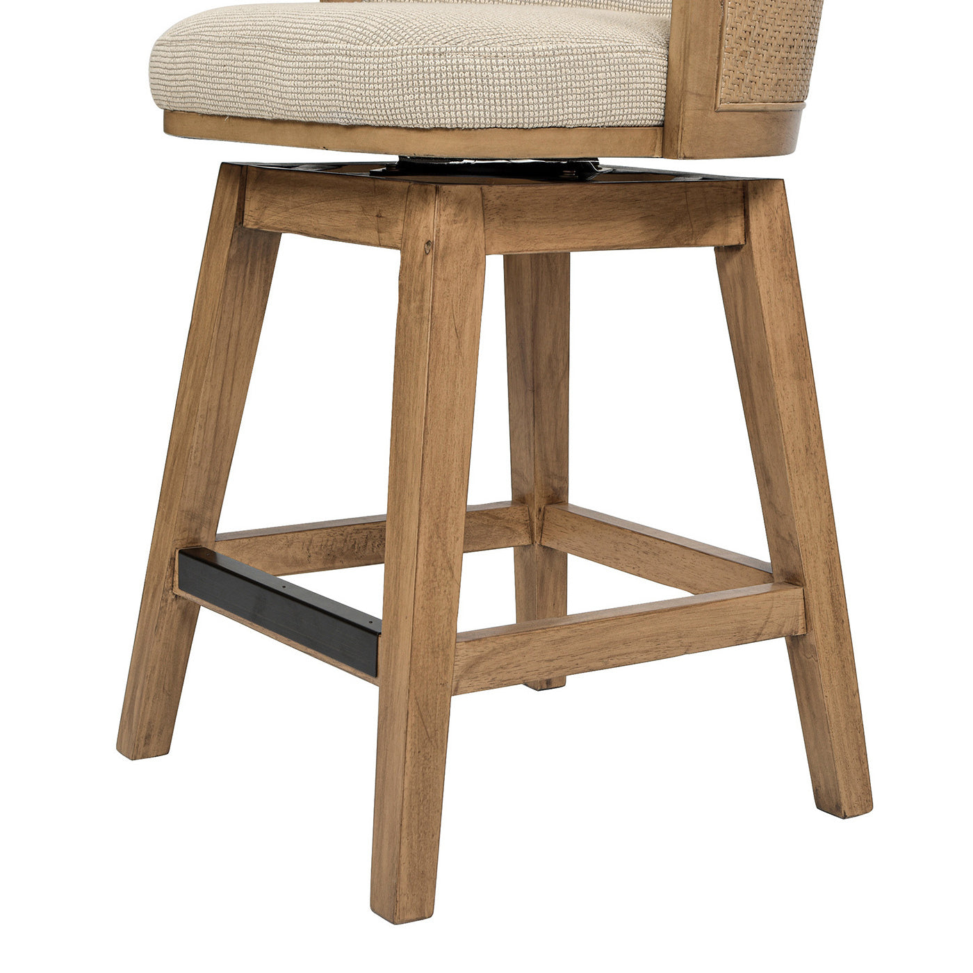 Bahama 26' Cane Rattan High-Back Swivel Counter Stool with Recessed Arms, Taupe Beige Textured Weave