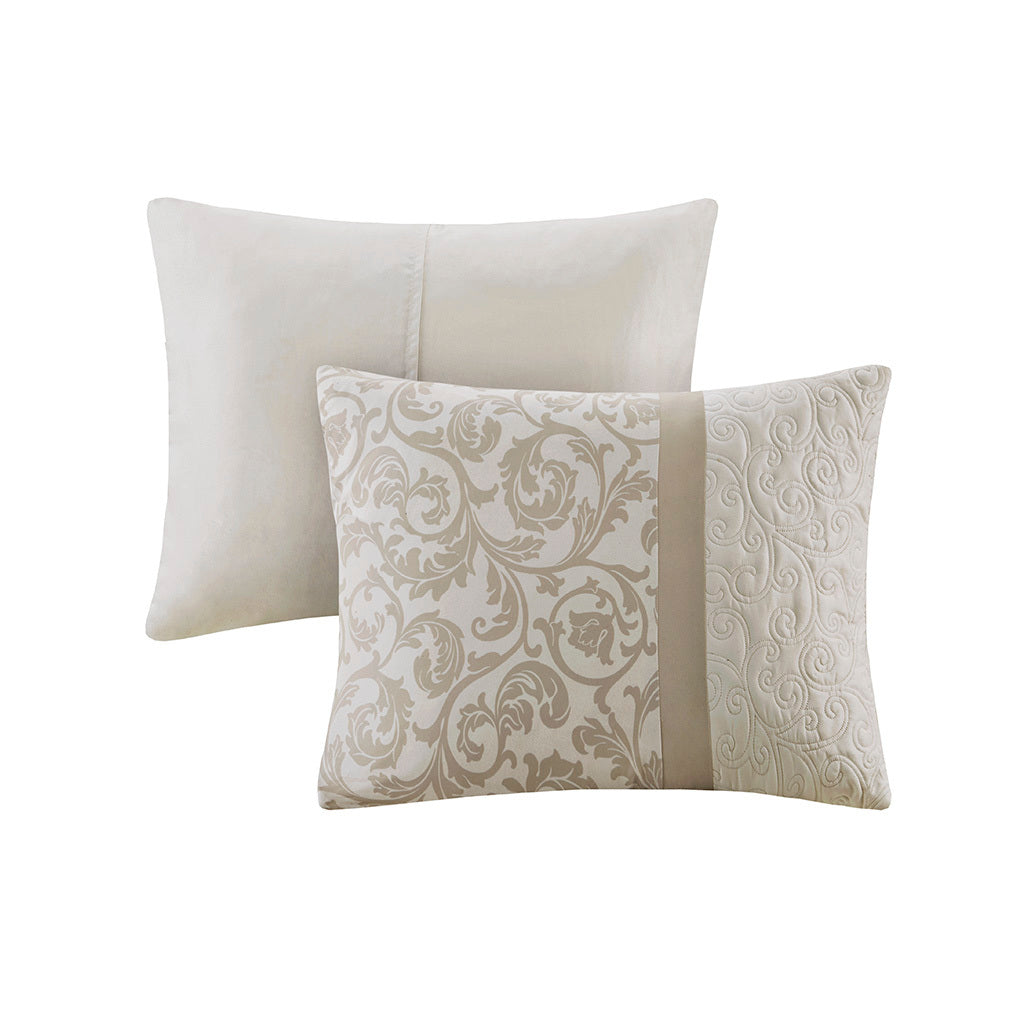 Embroidered 8 Piece Comforter Set Neutral King