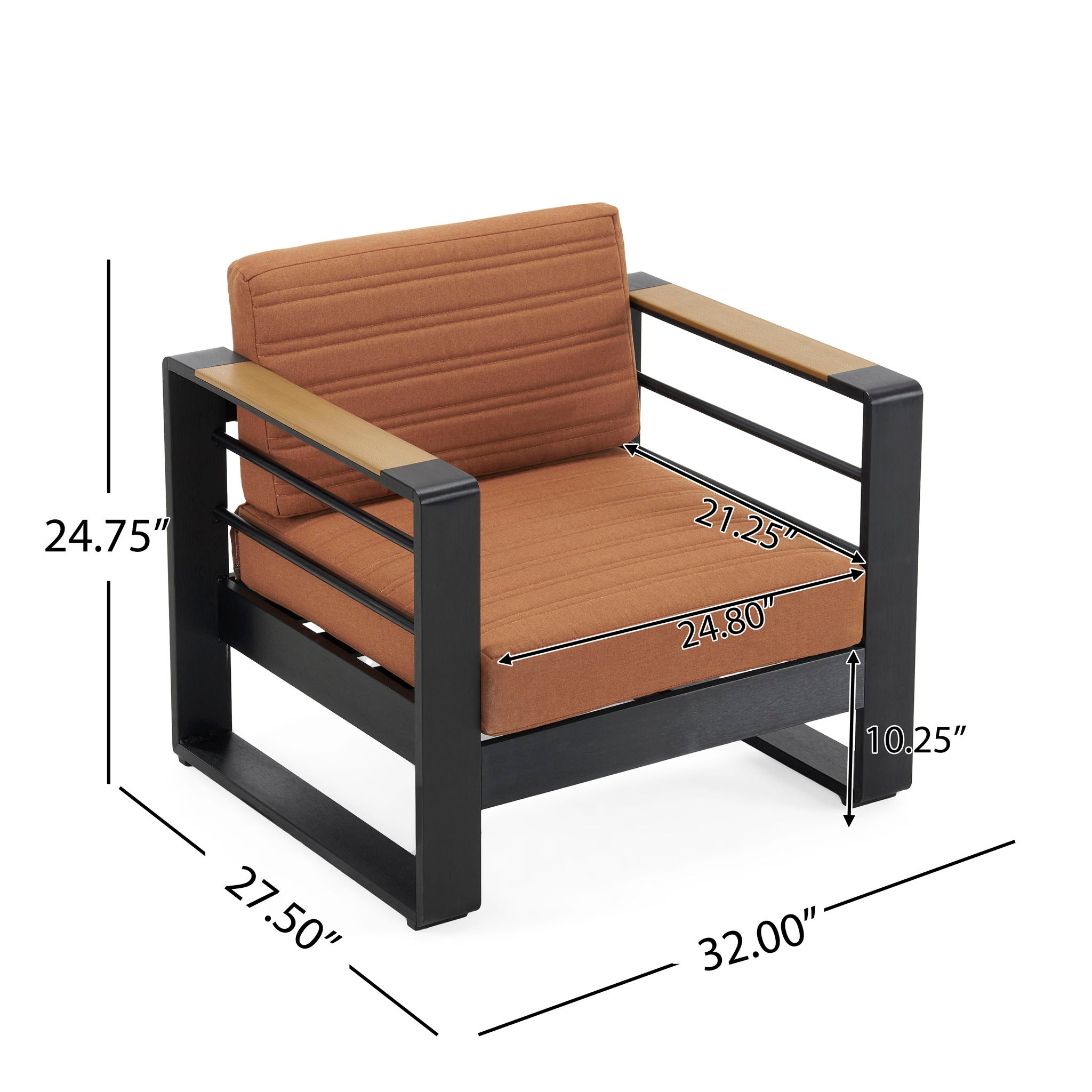 Giovanna Club Chair Set With Aluminum Frame