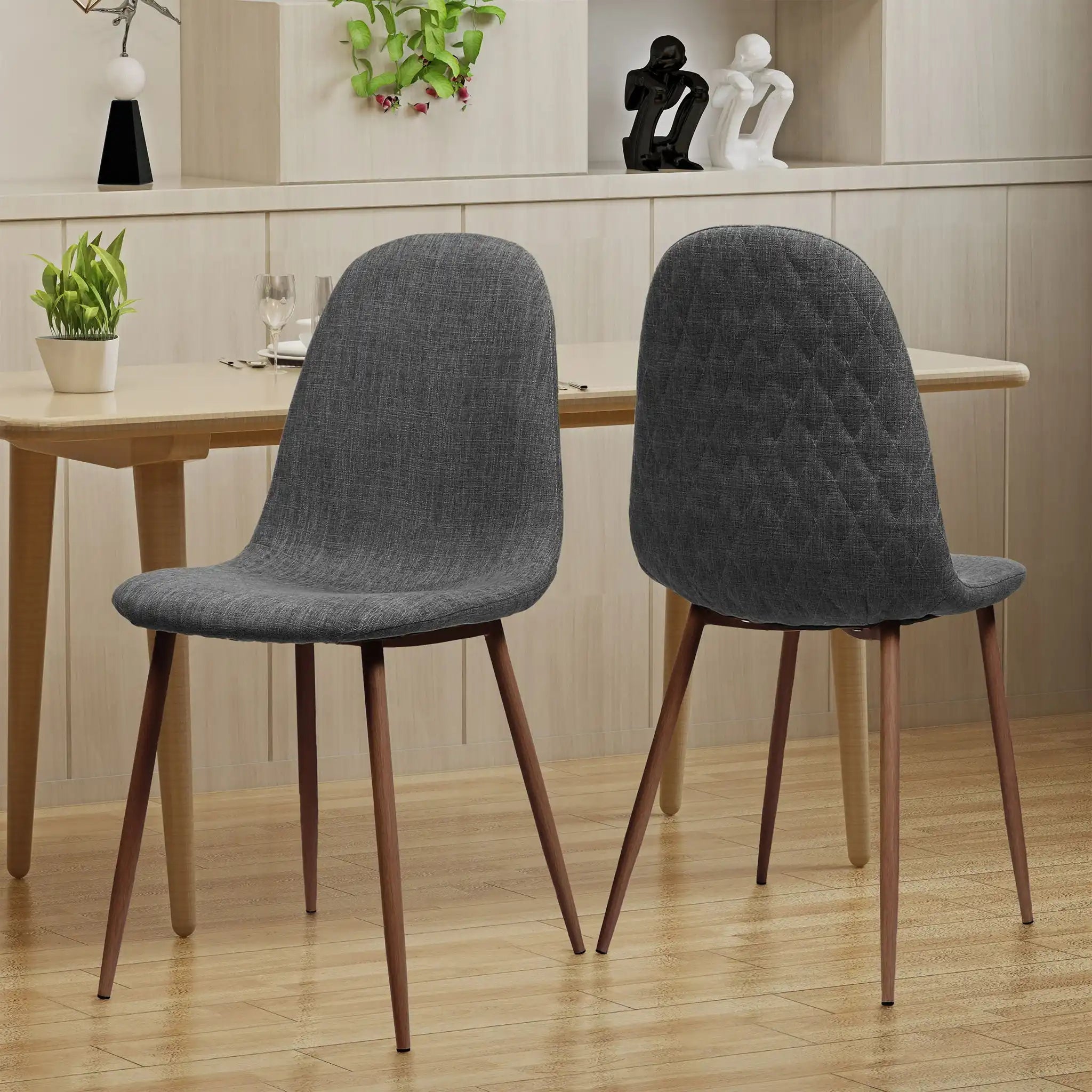 Elegant Dining Chair Set With Fabric Upholstery