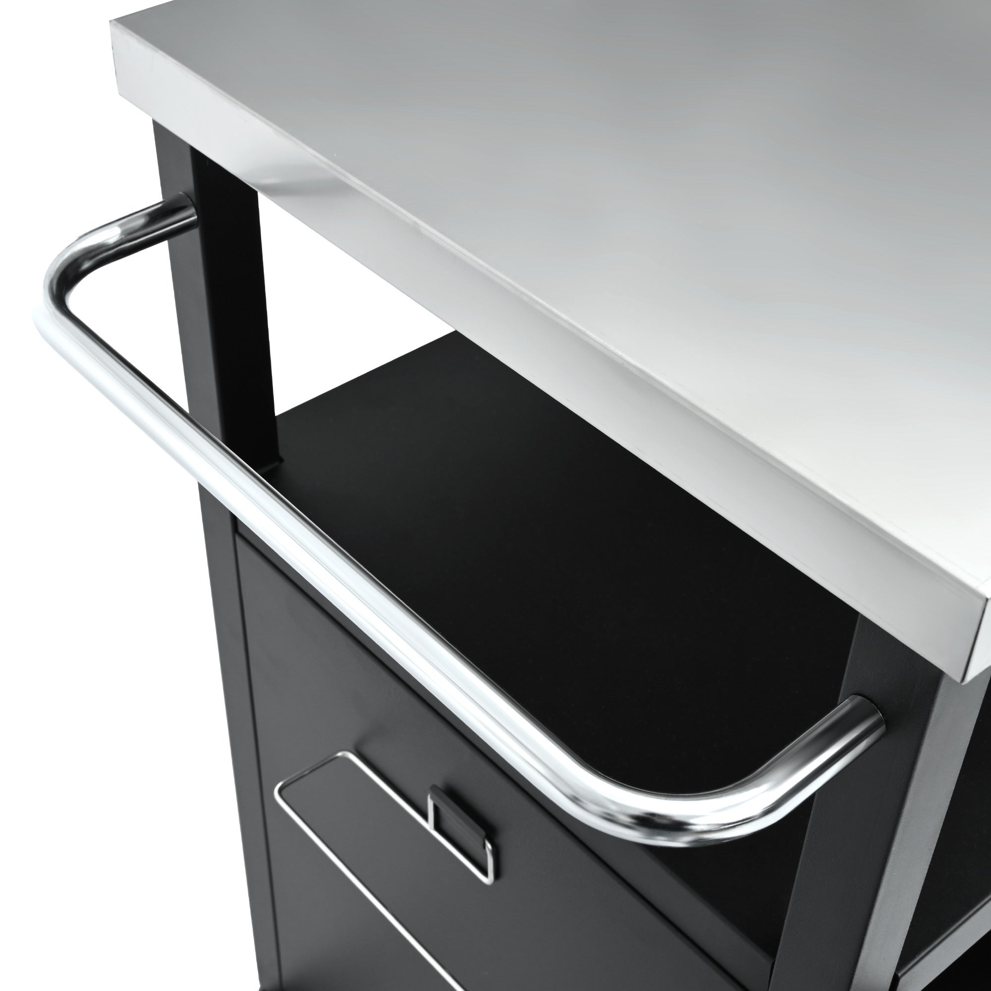 K&K 54.5 Inch Outdoor Kitchen Island with Stainless Steel Tabletop
