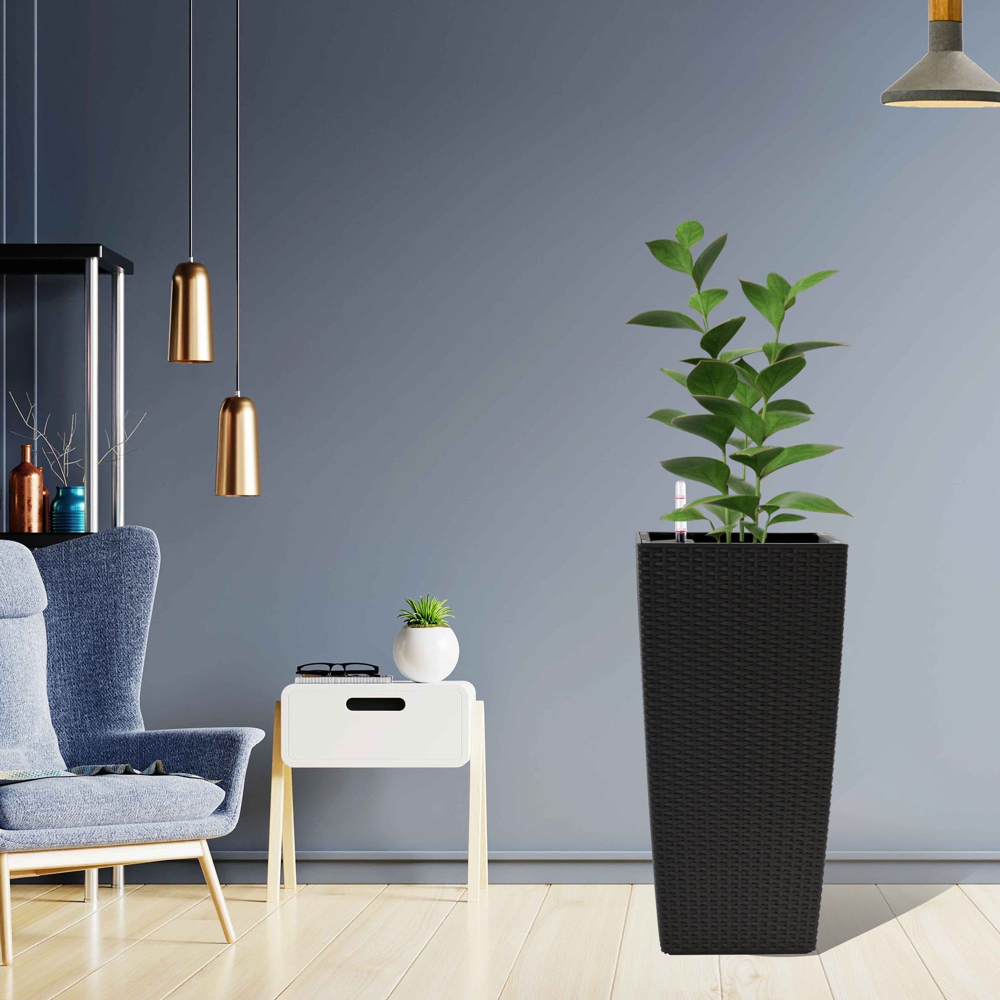 Pack of 2 Square Planters with Automatic Watering System