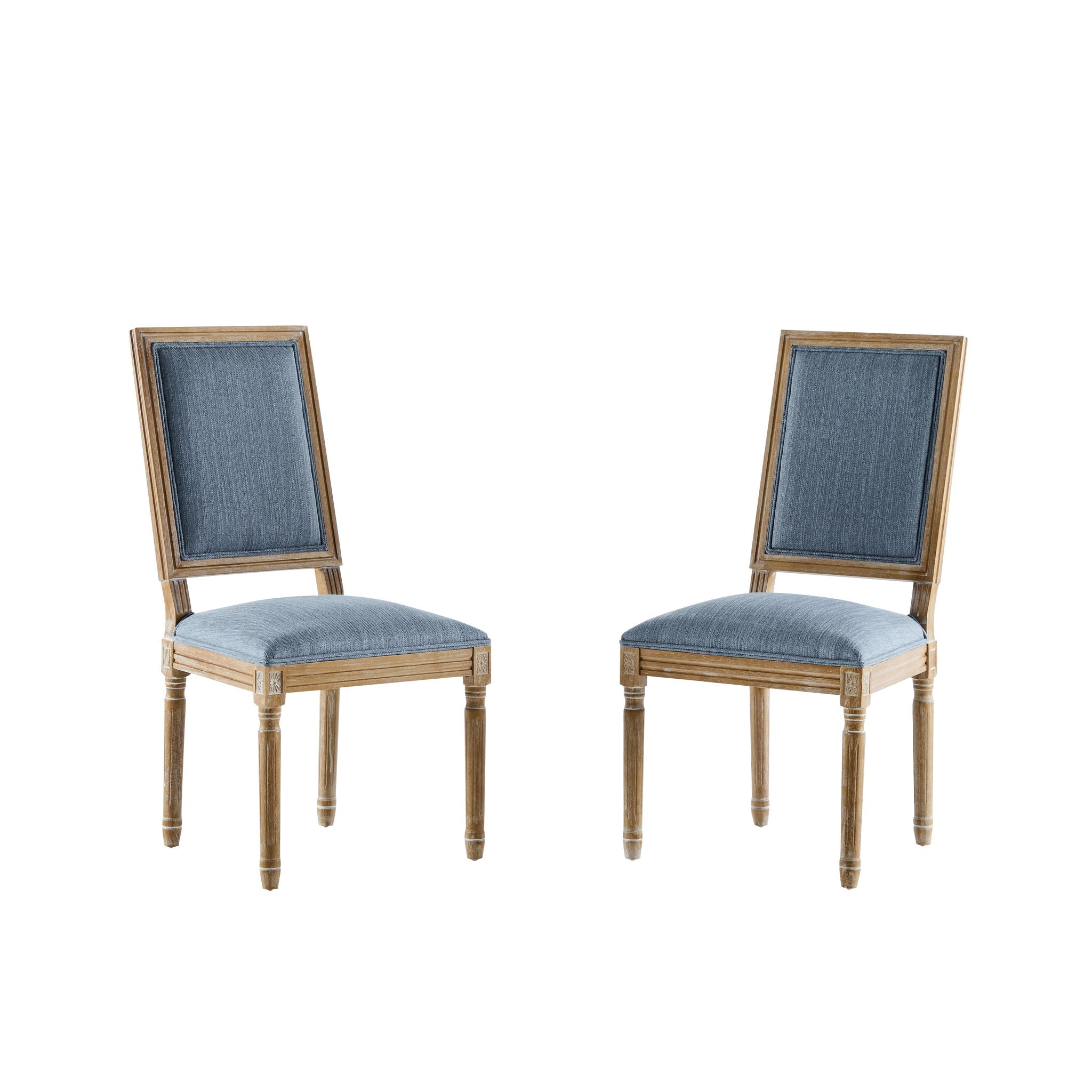 French Country Style Dining Chair with Upholstered Seating and Fluted Legs