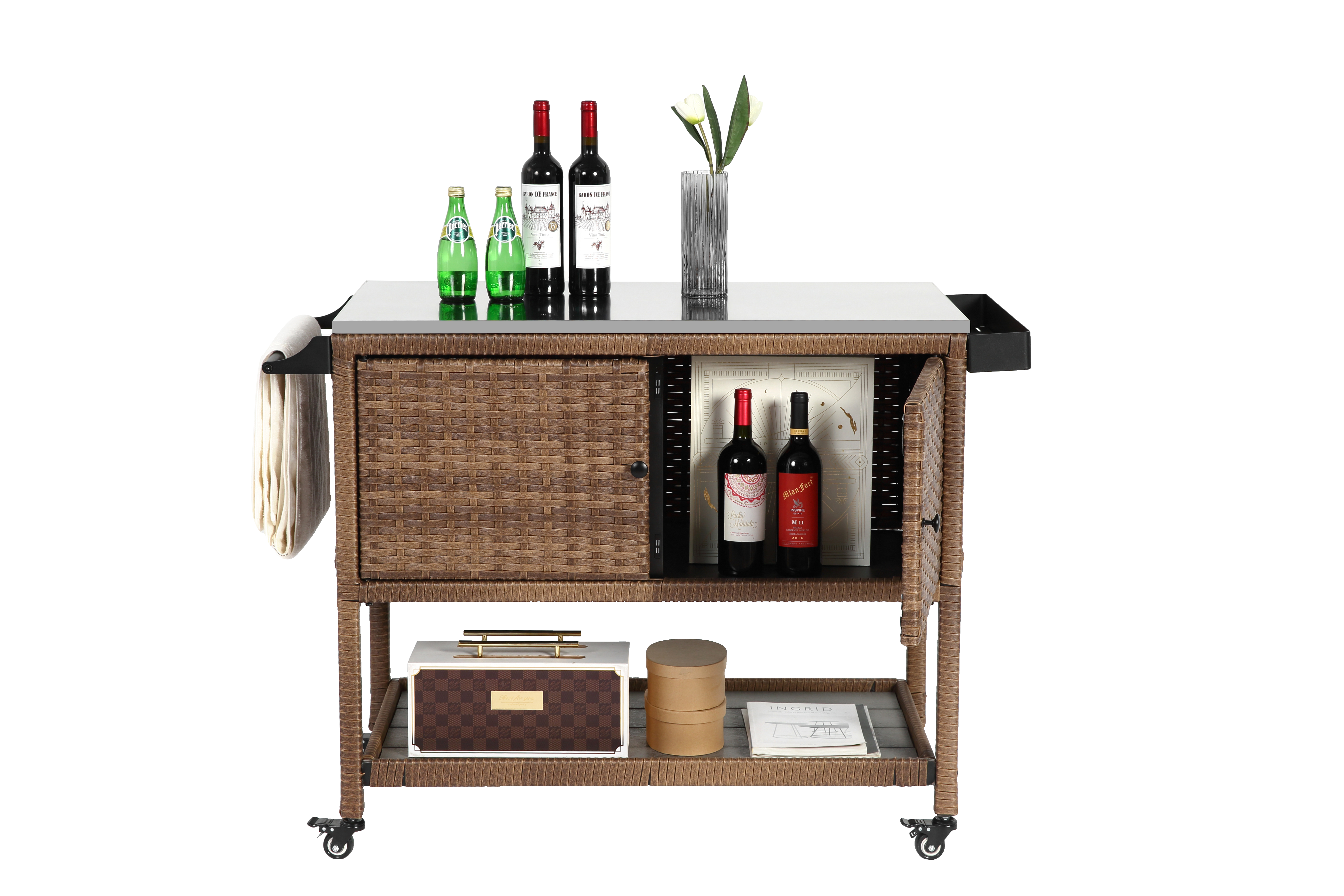 Outdoor Wicker Bar Cart