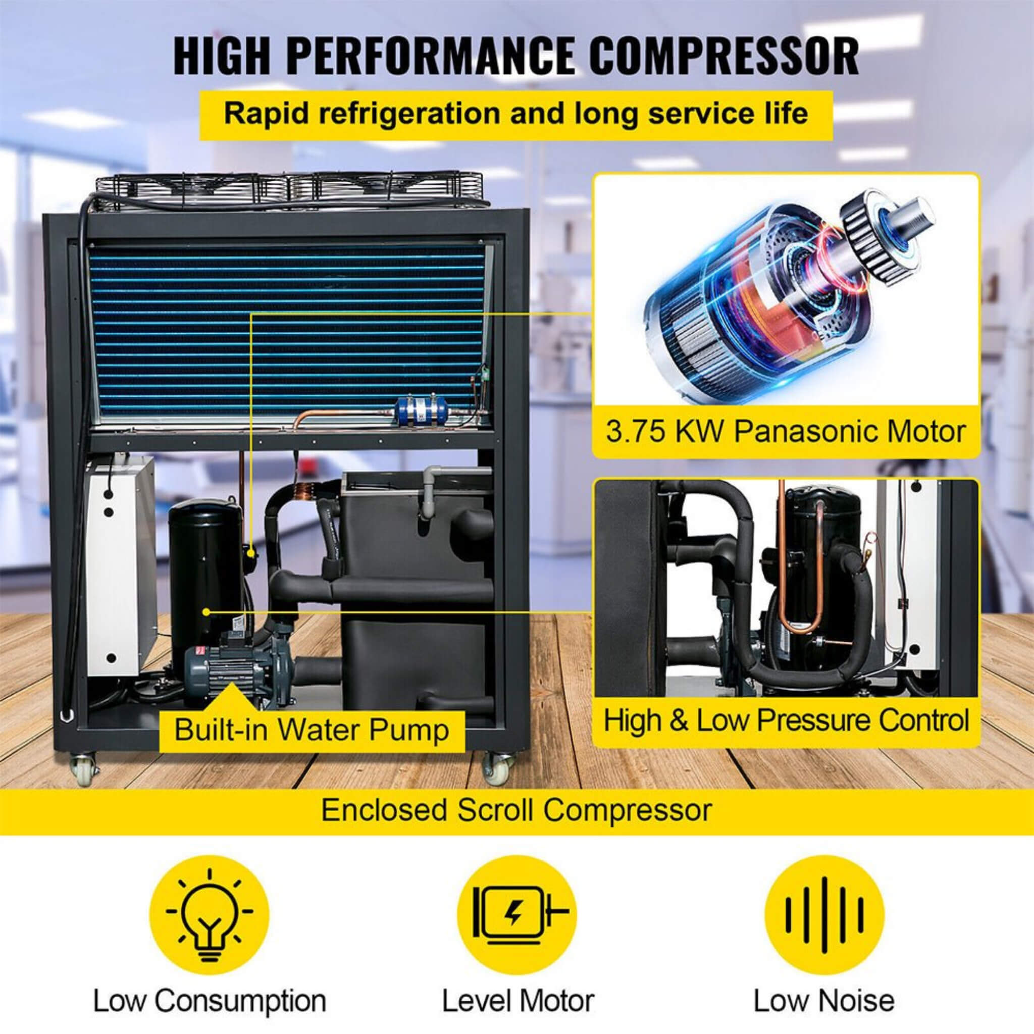Smart Air-Cooled SS Industrial Water Chiller With LCD Display (SAK26458)