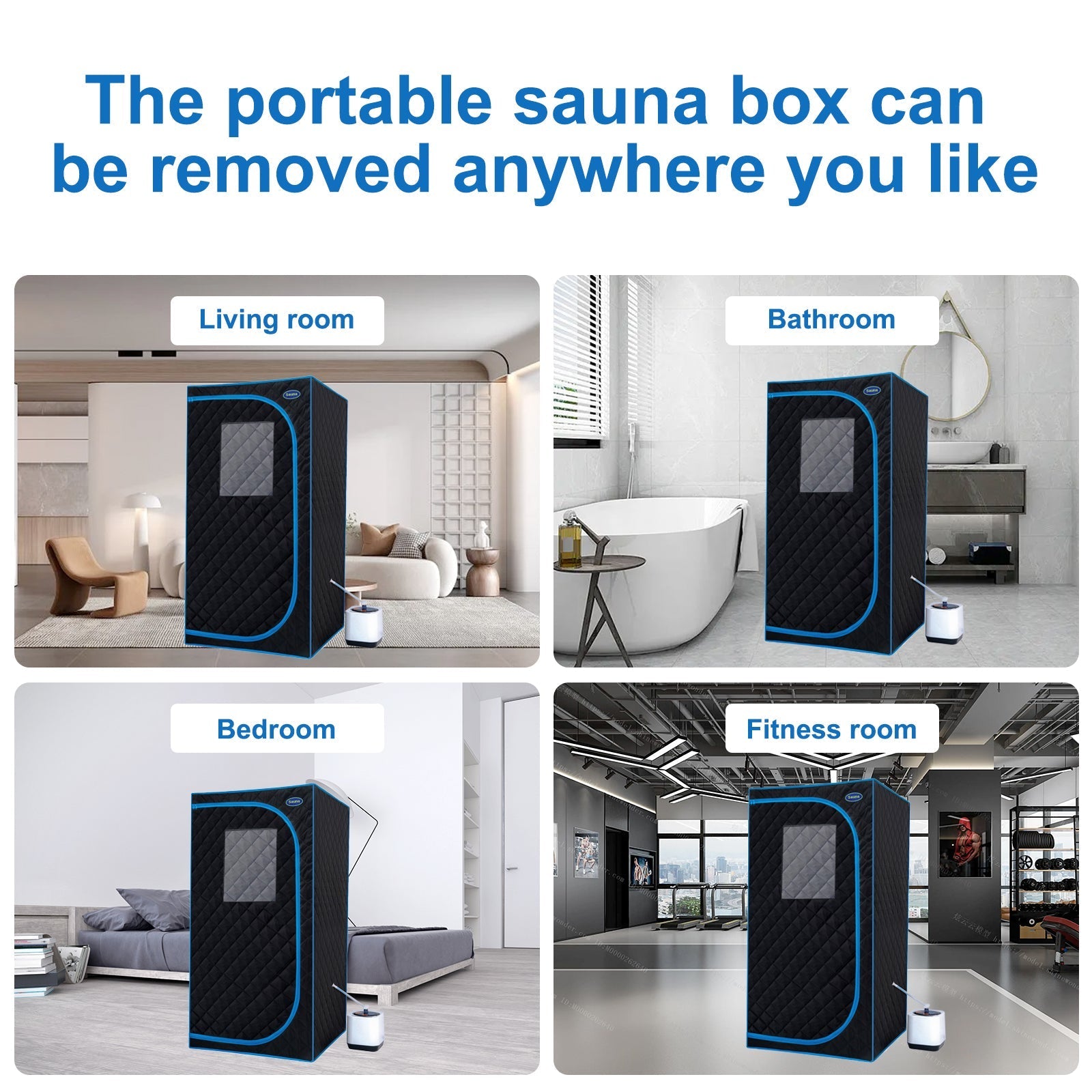 Portable Black Full Size Steam Sauna tent–Personal Home Spa, with Steam Generator, Remote Control, Foldable Chair, PVC pipes. Easy to Install,fast heating, with FCC & UL Certification.
