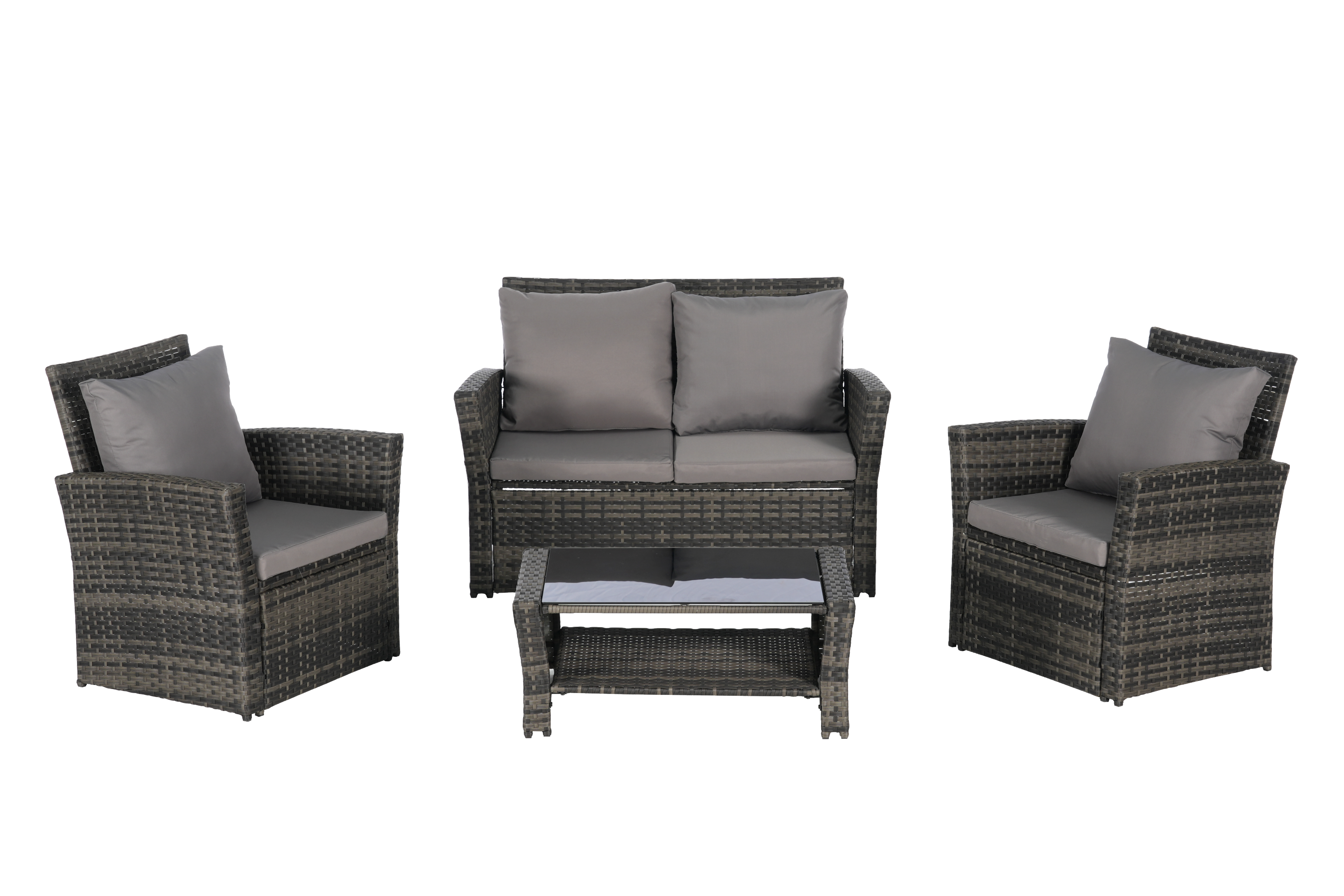 4 Pieces Outdoor Patio Furniture Sets Garden Rattan Chair Wicker Set