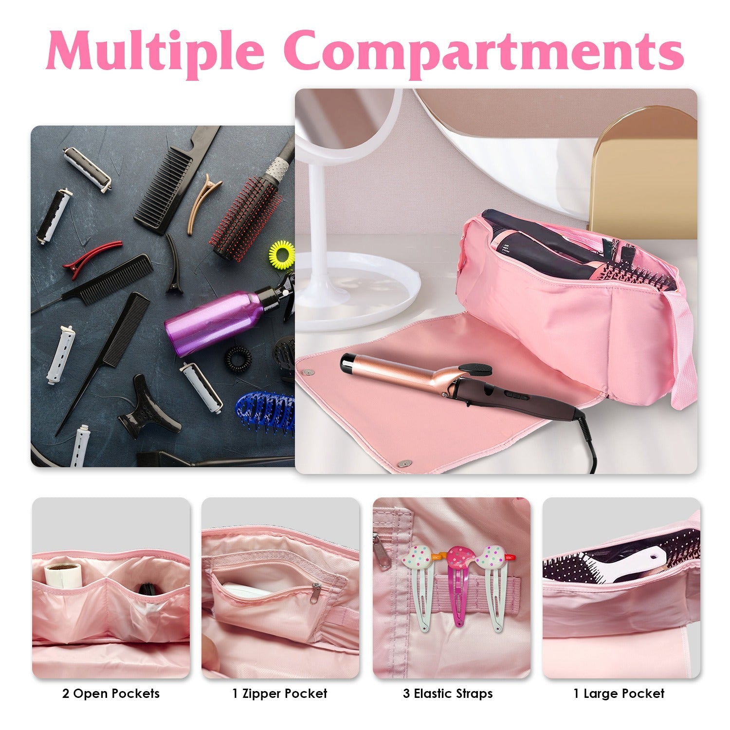 2 In 1 Hair Tools Travel Bag and Heat-resistant Mat