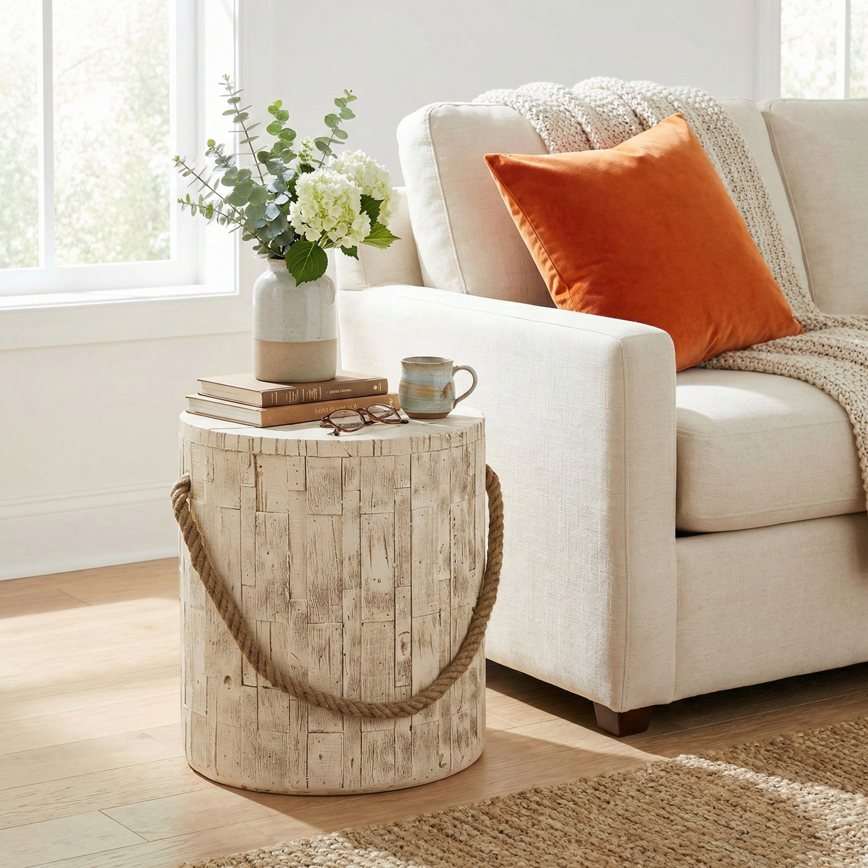 Outdoor Wood Grain Rustic MGO Side Table with Realistic Wood Vibe