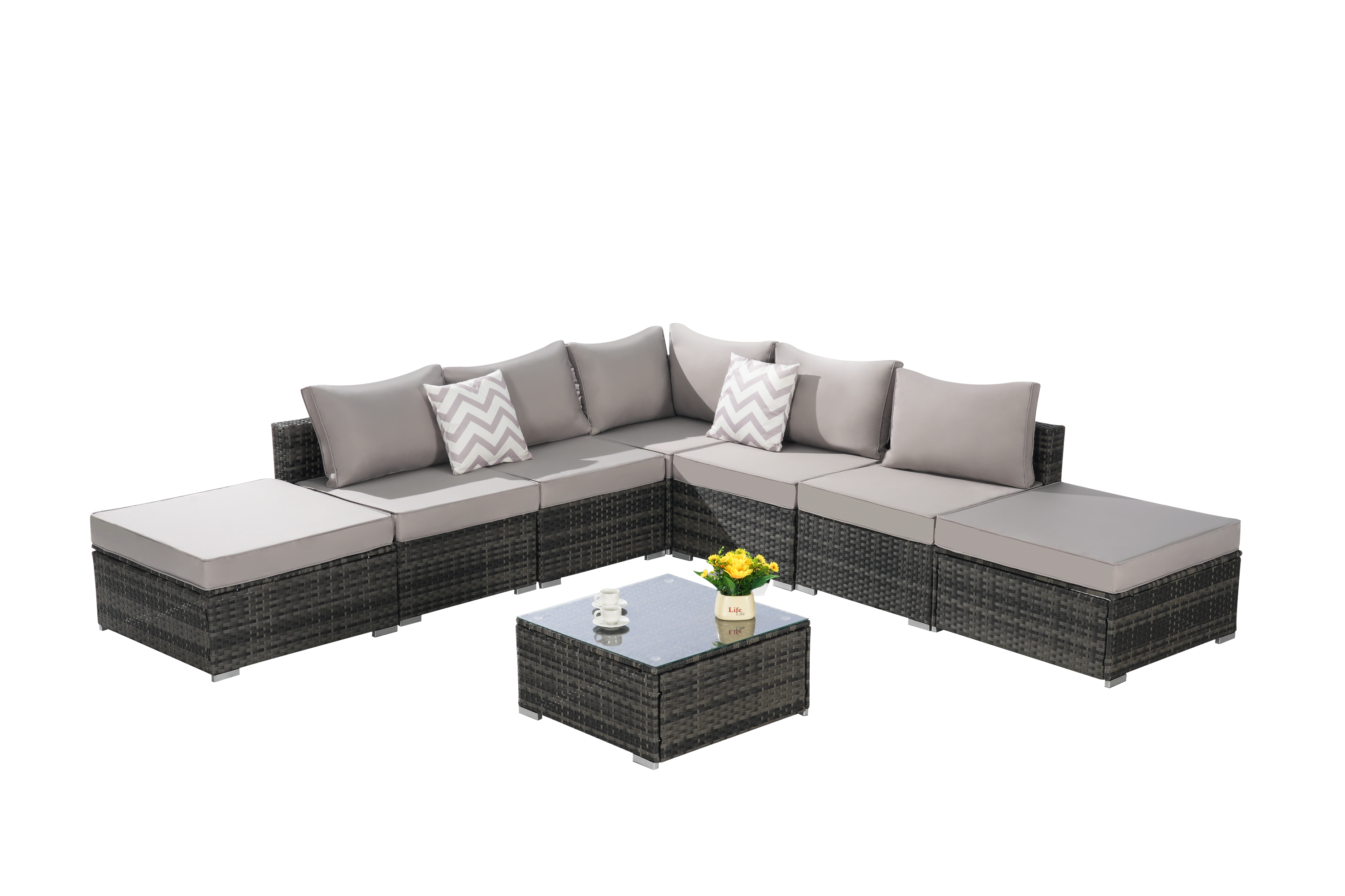 8 Pieces Outdoor Patio Sectional Sofa Couch