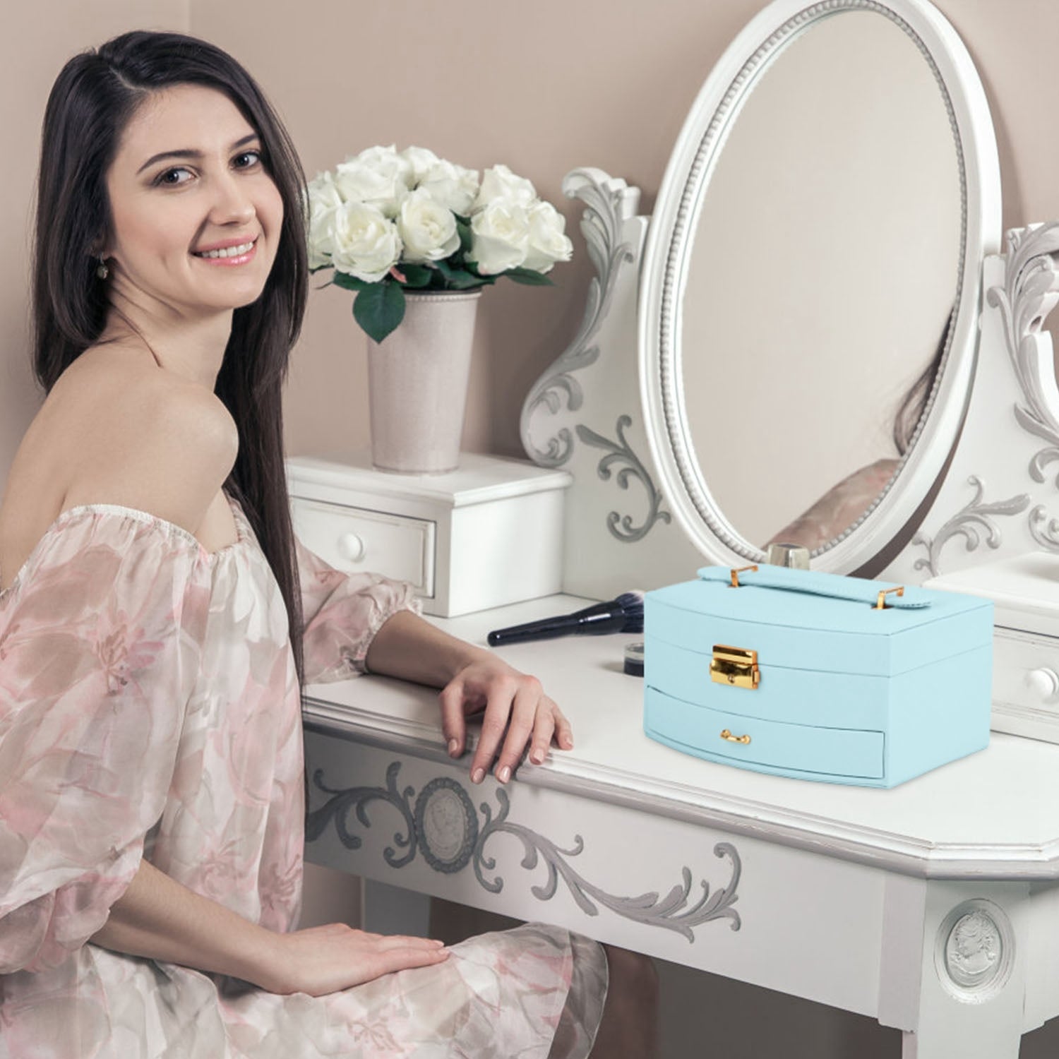 2-Layer Jewelry Box for Women Girls