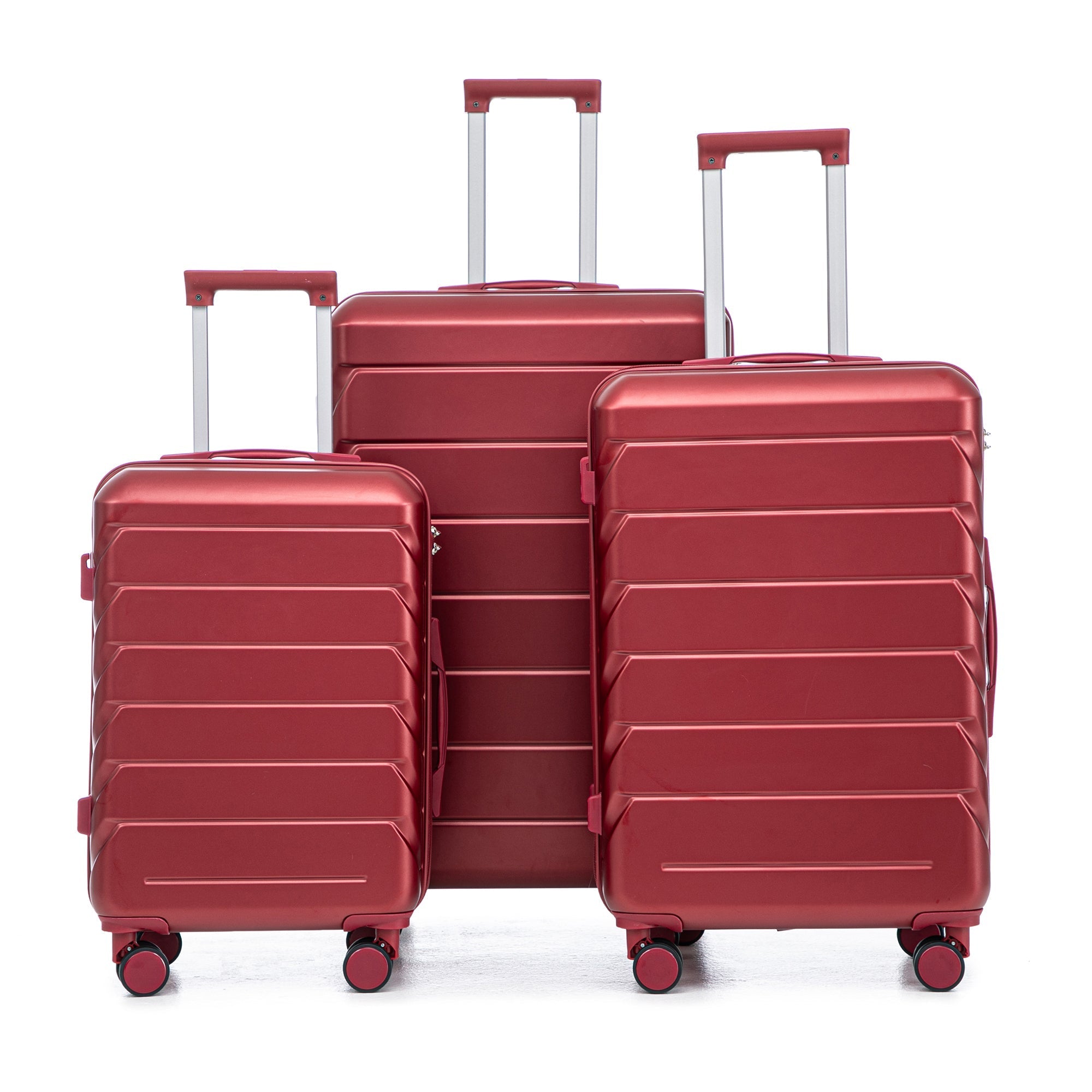 Set 3PCs 20'/24'/28' ABS Spinner Wheel Luggage Wine Red