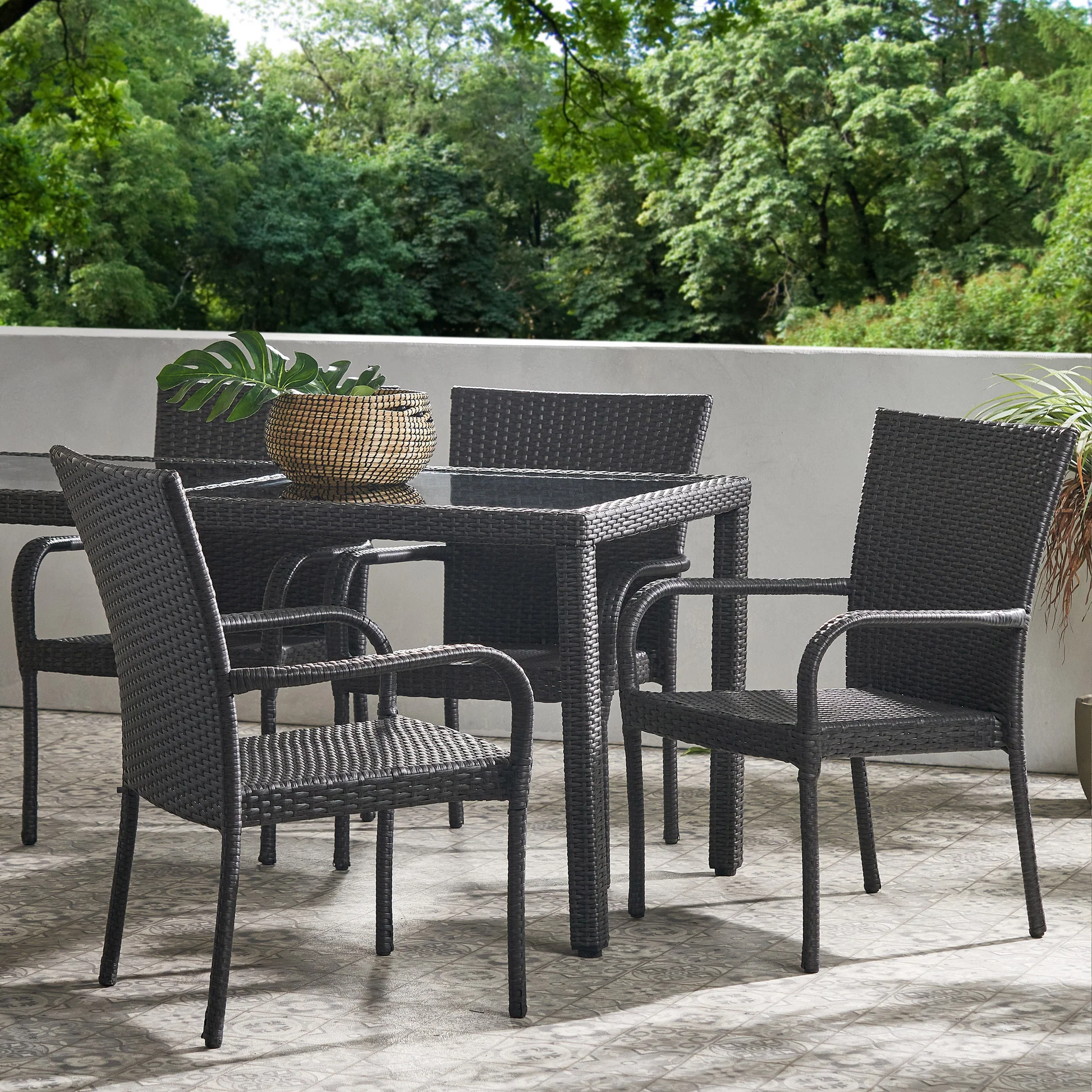 Littleton Grey PE Wicker Stacking Chair 4pcs