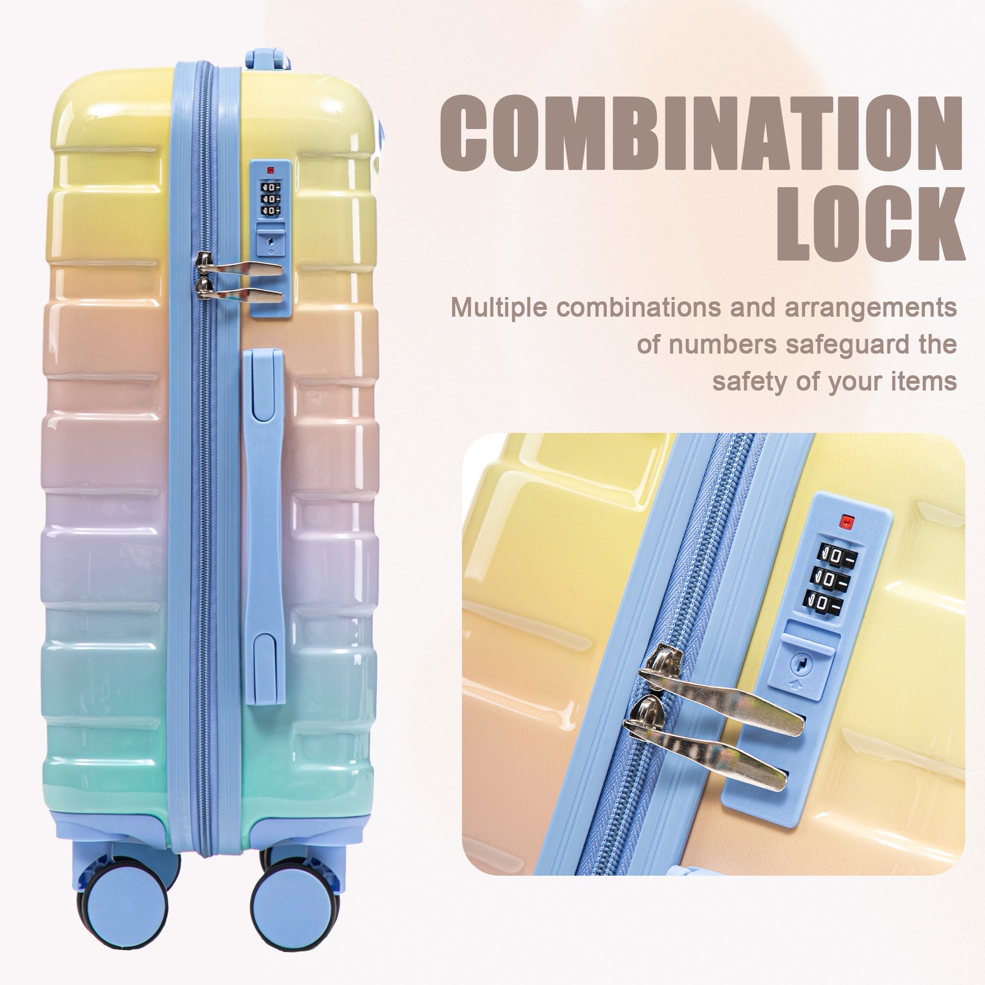 14'/20' 2-Piece PC Spinner Wheel Luggage Set in Gradient Blue Yellow