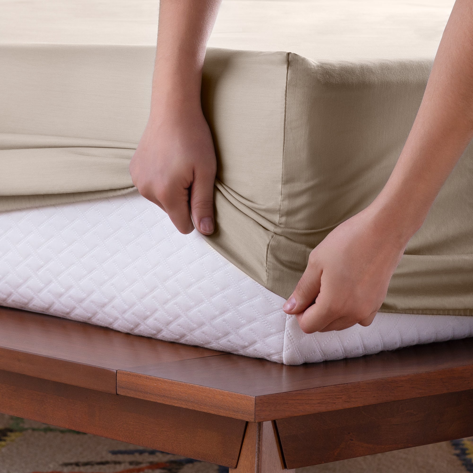 Linenspa 600TC Cotton Blend Twin Sheet Set - Sand