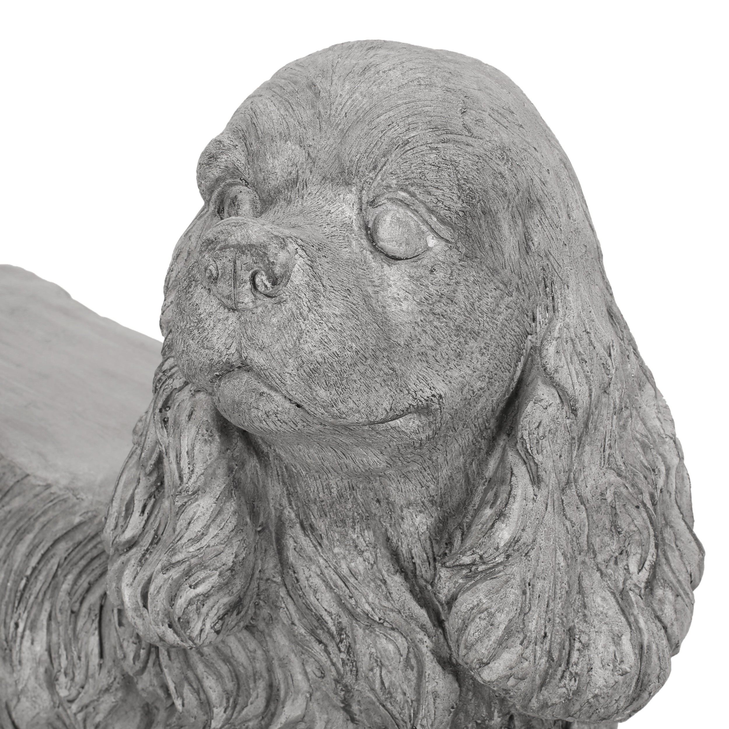 Charming Cocker Spaniel Dog Statue Bench Gray Magnesium Oxide