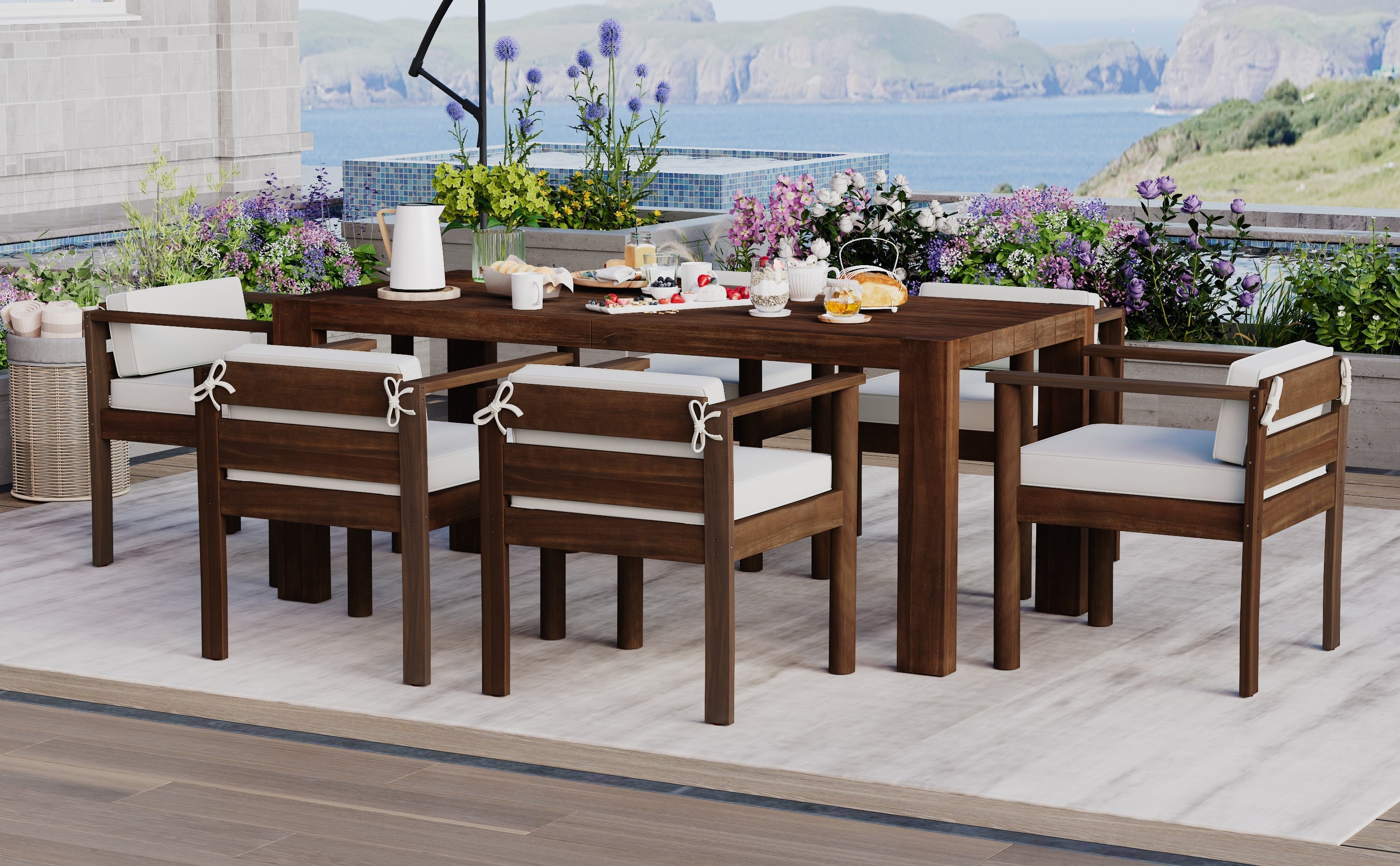 TREXM 7-Piece Patio Dining Table Set for 6